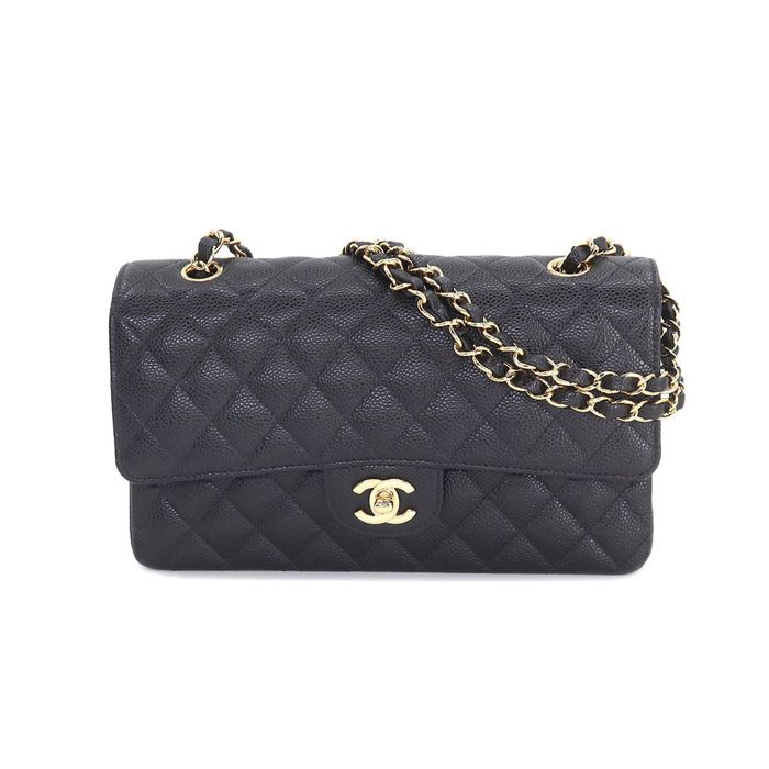 Chanel CHANEL Matelasse 25 Chain Shoulder Bag Caviar Skin Black A01112 Gold  Hardware Coco Mark Vintage