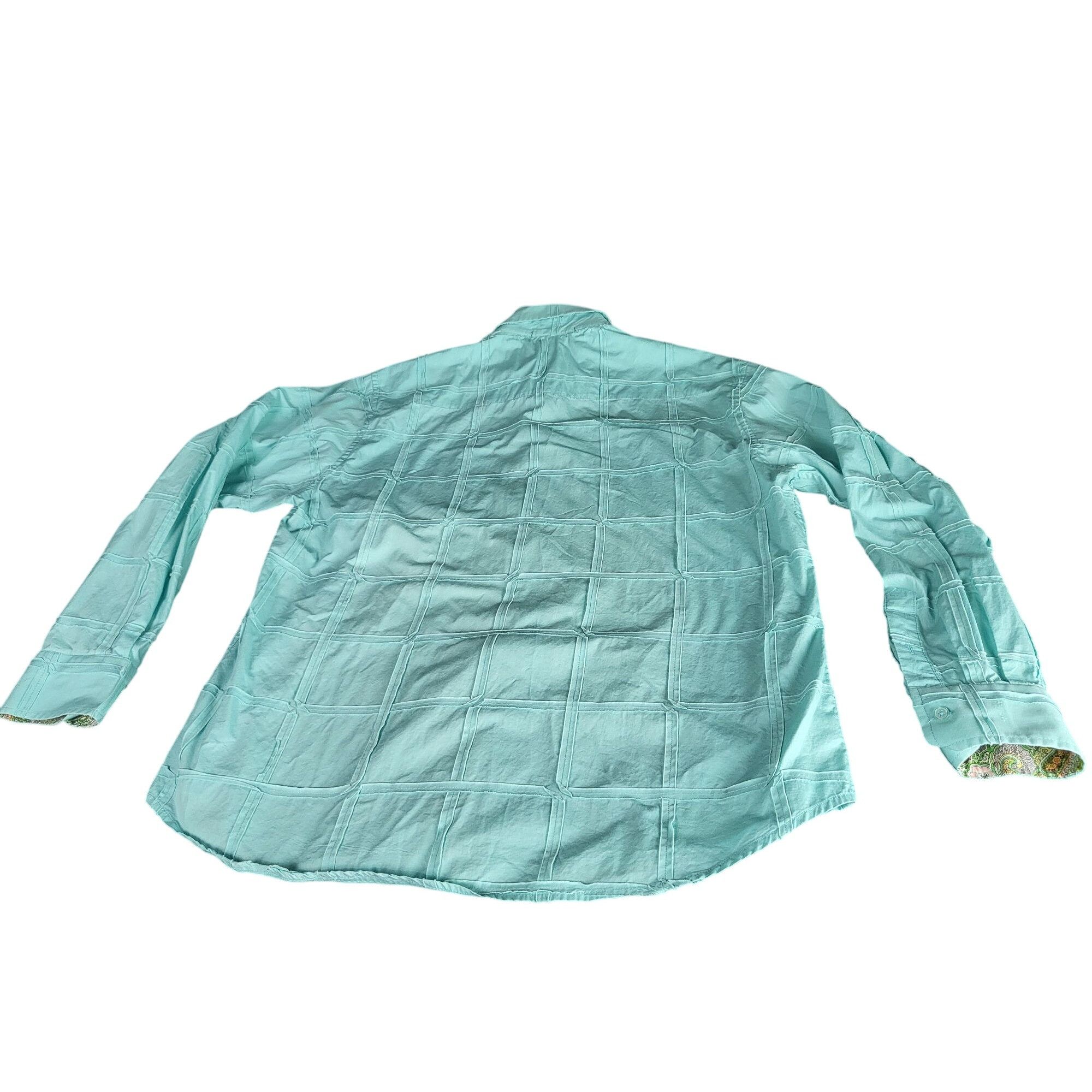 Designer Tulliano Button Up Shirt Men Sz L Aqua Checkered Designer Pr Size US L / EU 52-54 / 3 - 7 Thumbnail