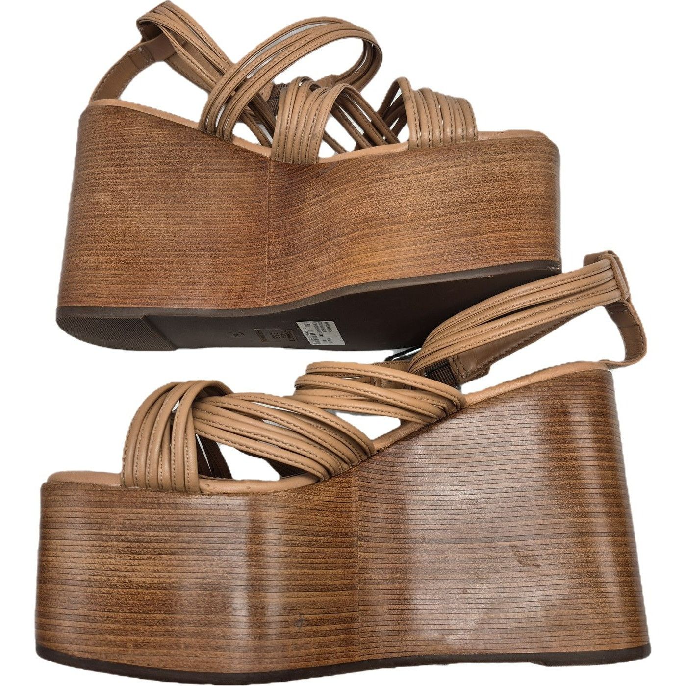 SCHUTZ Schutz Marcella Wedge Tan Leather Platform Sandals 8.5 Size US 8.5 / IT 38.5 - 2 Thumbnail