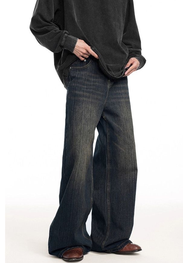 Japanese Brand Men's American Retro Straight Leg Loose Wide Leg Jeans Size US 32 / EU 48 - 4 Thumbnail
