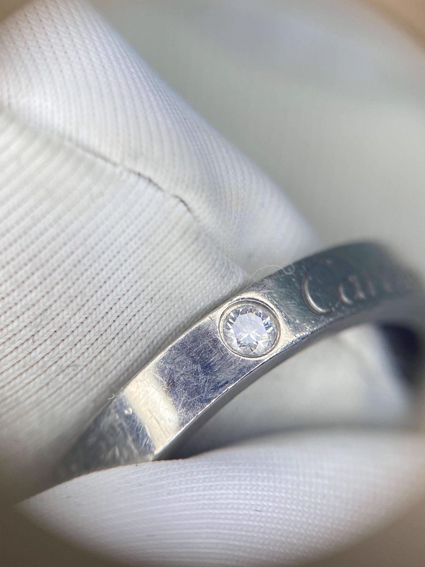 Cartier Cartier Platinum Narrow Diamond Ring 45 4.48g w/Box Vintage Size ONE SIZE - 8 Thumbnail