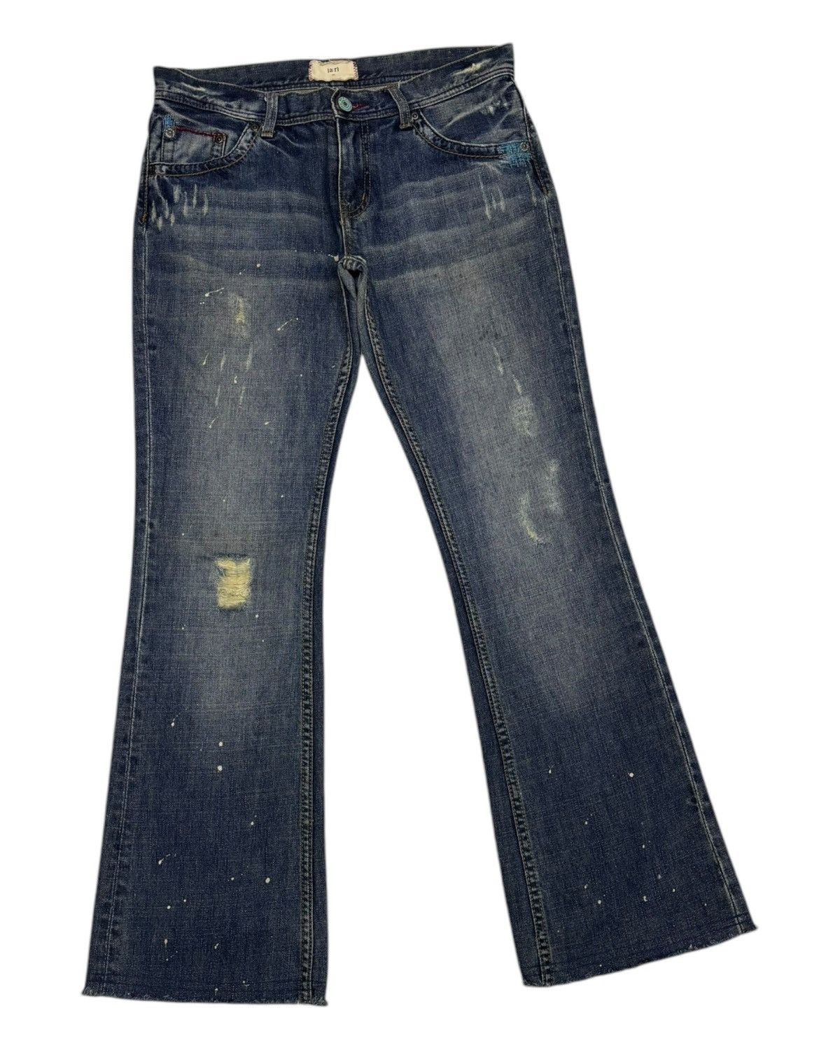 If Six Was Nine [a:r] Flared Jeans Camo Back Pocket Distressed Denim Jeans Size US 32 / EU 48 - 3 Thumbnail