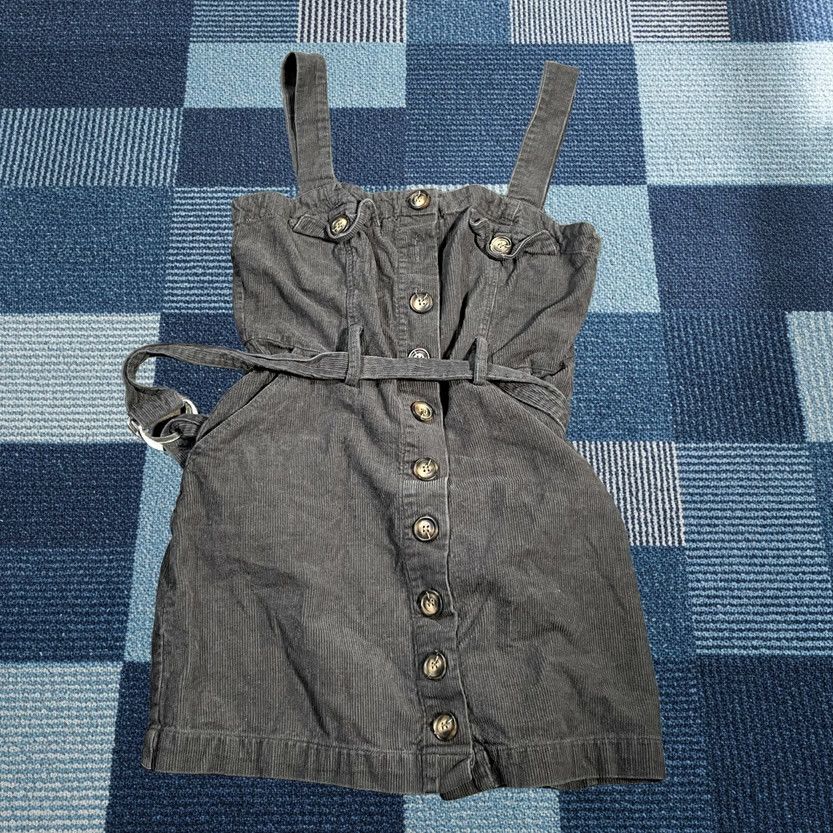 Vintage Charlotte Russe Dress Women S Small Gray Mini Short Button Front Belted Corduroy Size 28" / US 6 / IT 42 - 1 Thumbnail