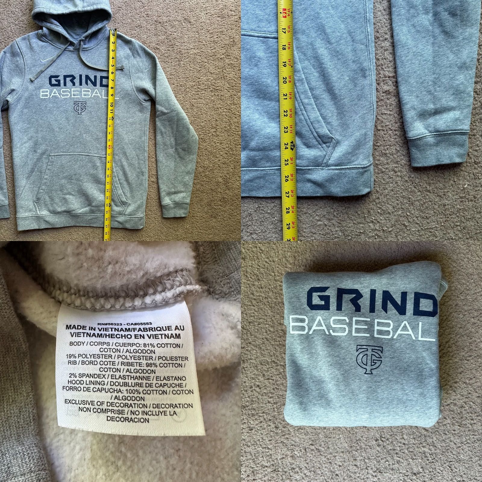 Nike Nike Hoodie Sweatshirt Pullover Grind Baseball Grey Mens Small Size US S / EU 44-46 / 1 - 8 Thumbnail