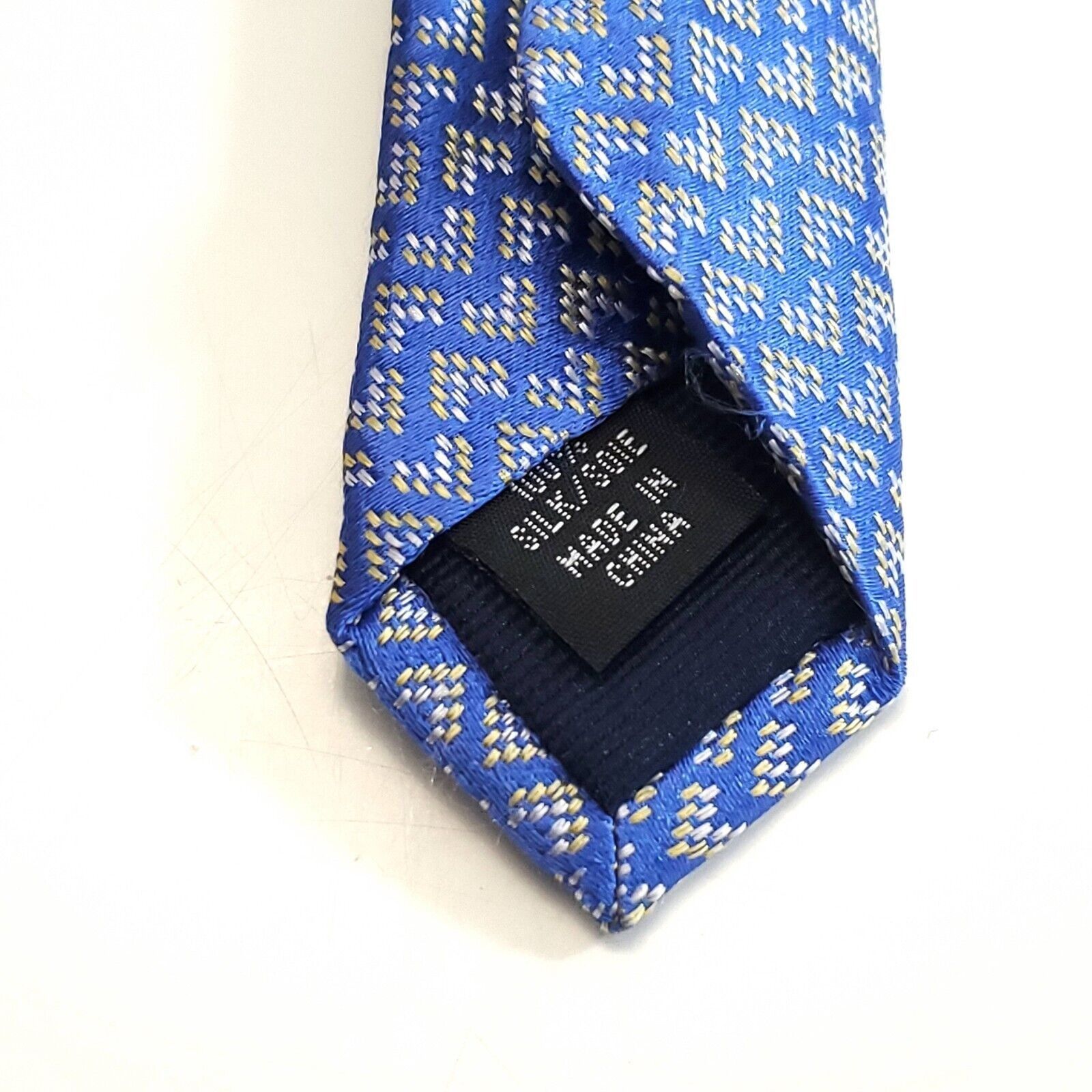 Michael Kors Michael Kors Silk Tie Blue Yellow Woven Geometric Size ONE SIZE - 4 Thumbnail