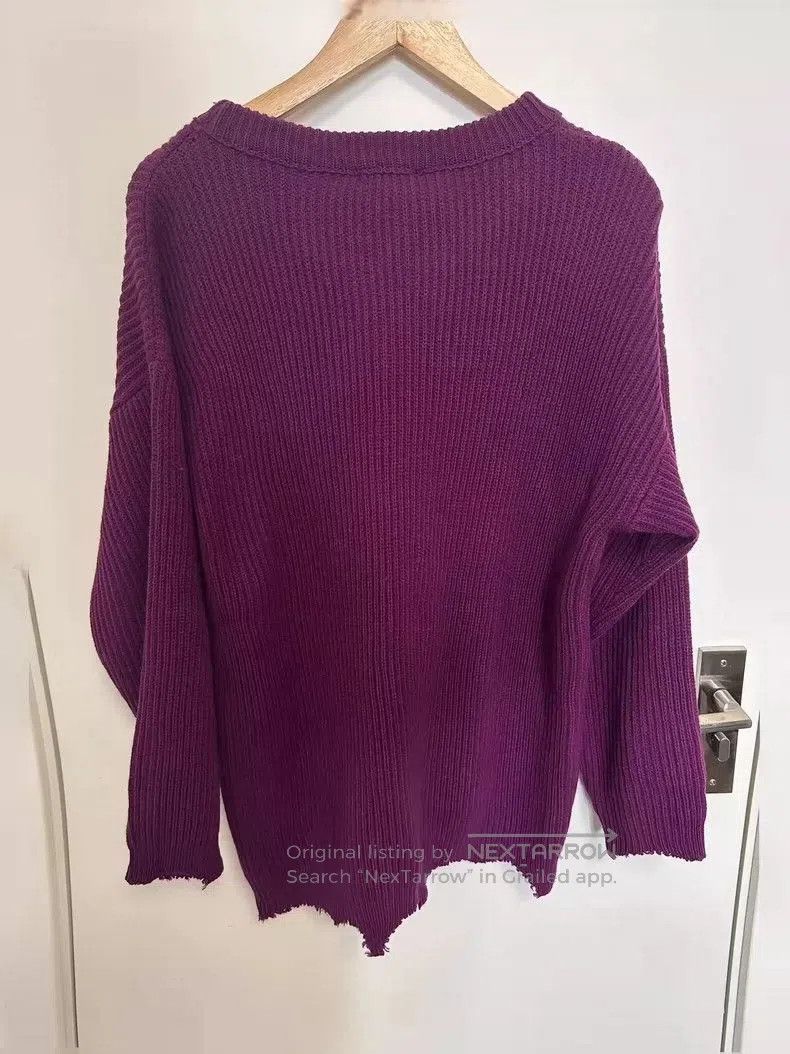 Raf Simons Raf Simons Distressed Purple Knit Sweater - dmc. Size US L / EU 52-54 / 3 - 5 Thumbnail