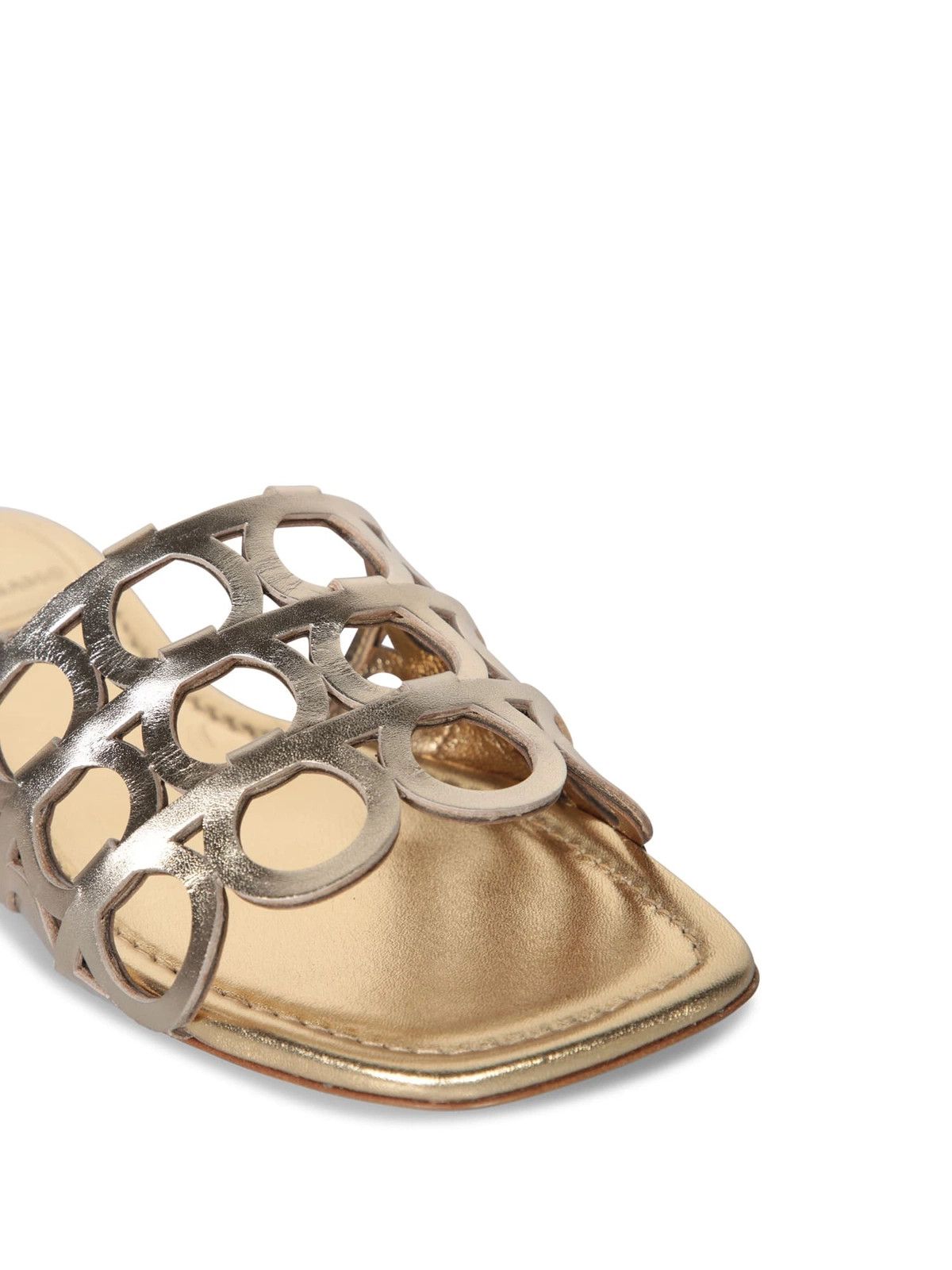 Salvatore Ferragamo o1s1rm0526 Erne Gancini Slides in Gold Size US 6 / IT 36 - 4 Thumbnail