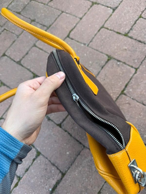 Prada Vintage 90s Prada Canvas Leather Bowling Bag Yellow Size ONE SIZE - 11 Thumbnail