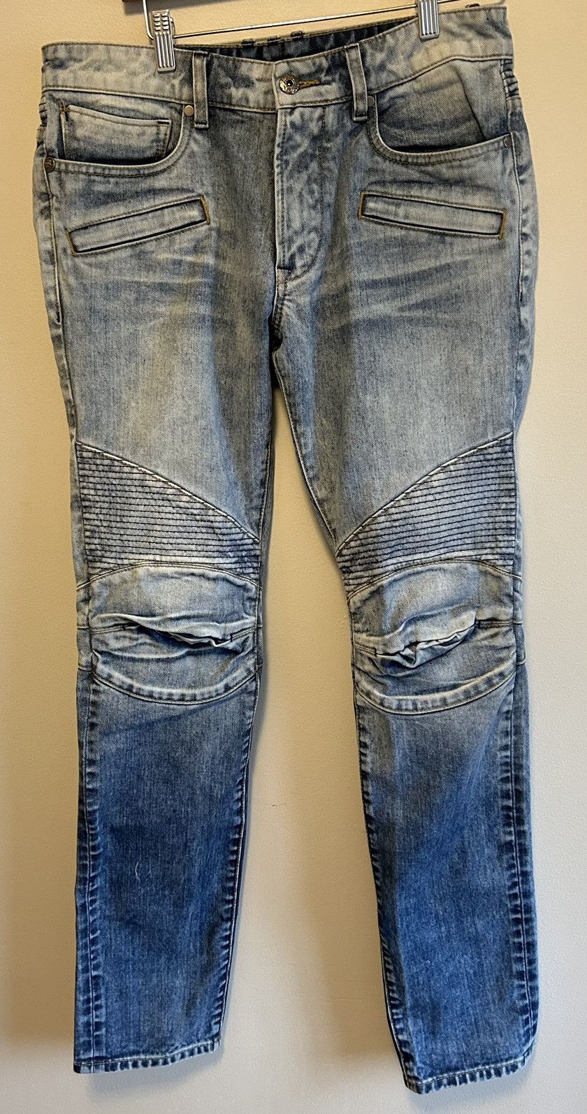 Vtg Parasuco Size Moto Acid Light Wash Jeans Denim Legend