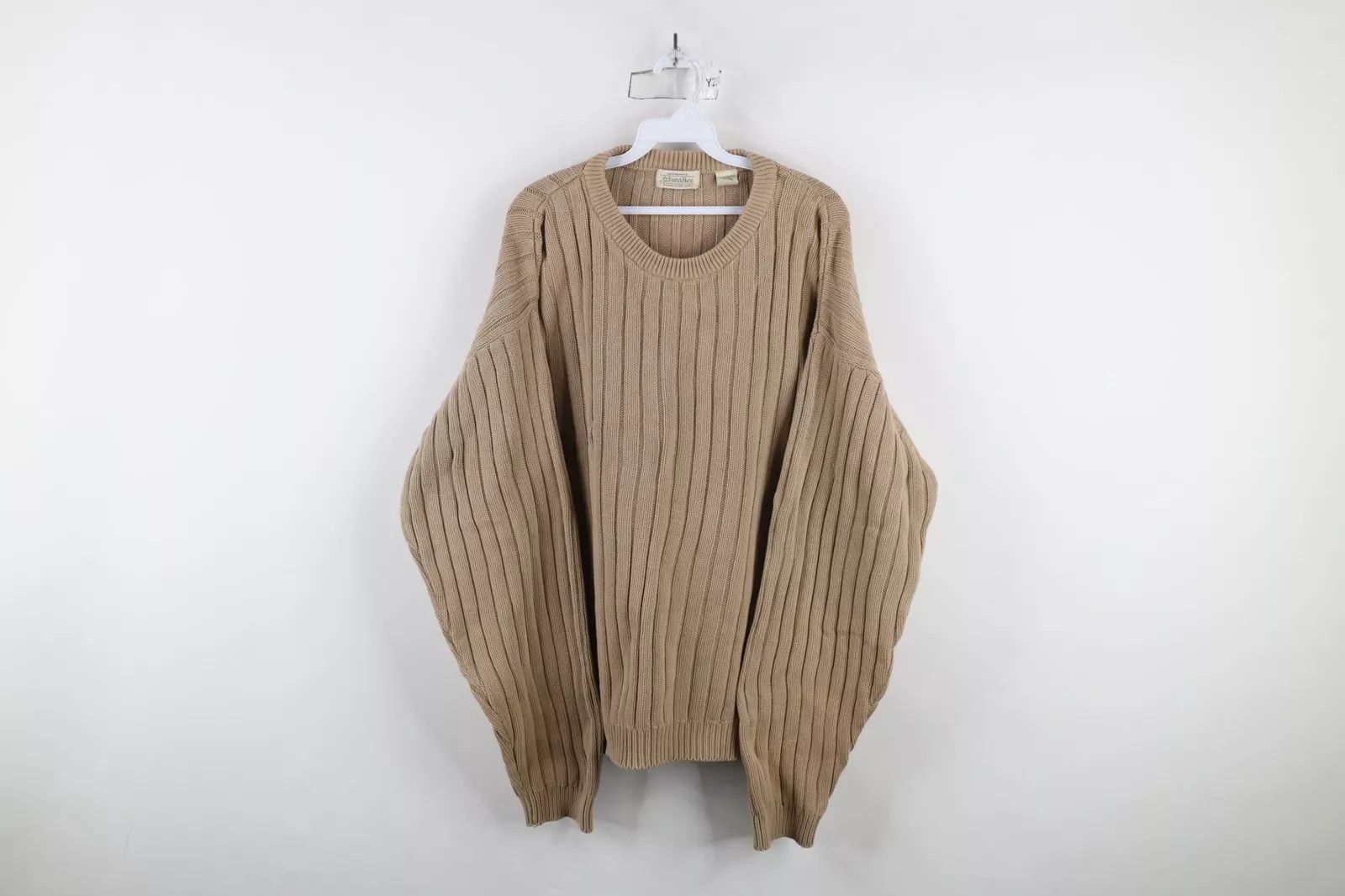 Vintage Vintage 90s Streetwear Ribbed Knit Crewneck Sweater Beige Size US XXL / EU 58 / 5 - 1 Thumbnail