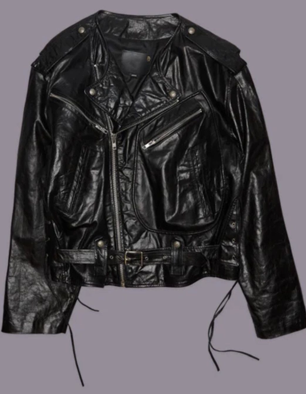R13 R13 CREWNECK DISTRESSED LEATHER MOTO JACKET - NEW WITH TAGS Size M / US 6-8 / IT 42-44 - 16 Thumbnail