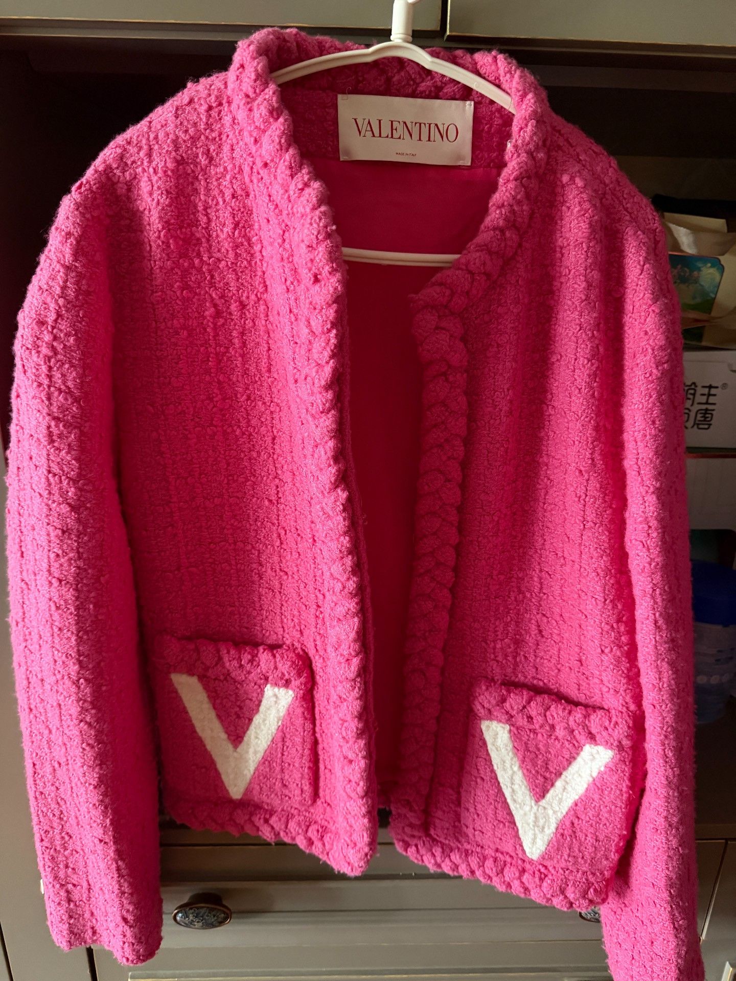 Valentino Valentino Bright Pink Textured Knit Jacket Size M / US 6-8 / IT 42-44 - 1 Thumbnail