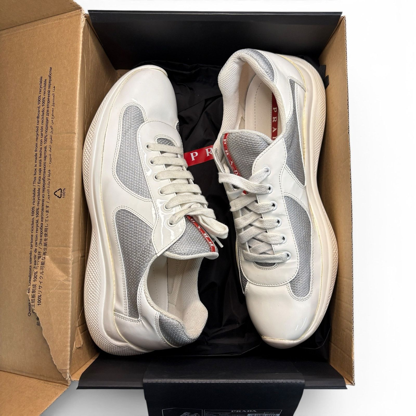 Prada Prada America's Cup-Style Sneakers – White / Grey (4E3494