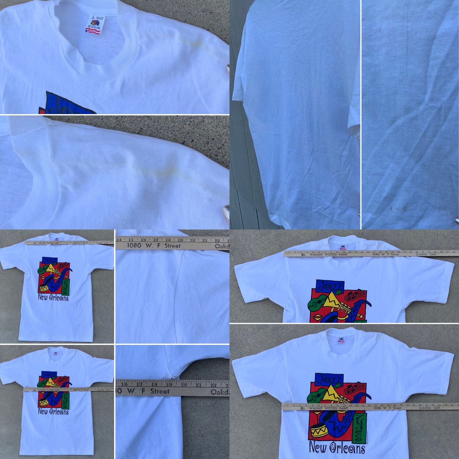 Fruit Of The Loom vintage New Orleans Jazz Zydeco t-shirt Out of Hand Graphics 1993 single stitch L White Cotton Men Graphic Tee Size US L / EU 52-54 / 3 - 8 Thumbnail