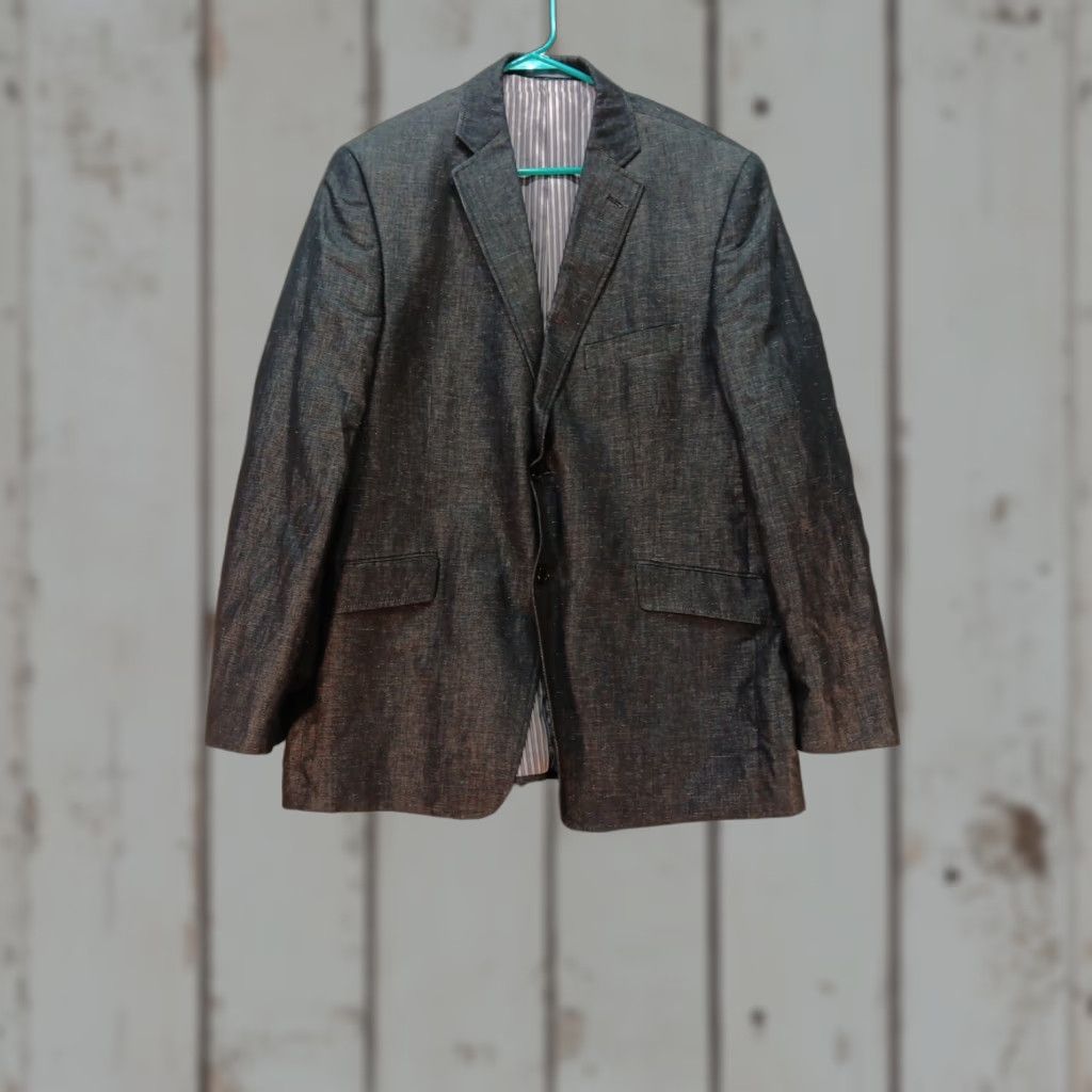Madison Madison Blazer Shirt Charco 42R Two Button Jacket Mens Classic Notch Linen Blend Striped Dry Clean Only Size 42R - 1 Thumbnail