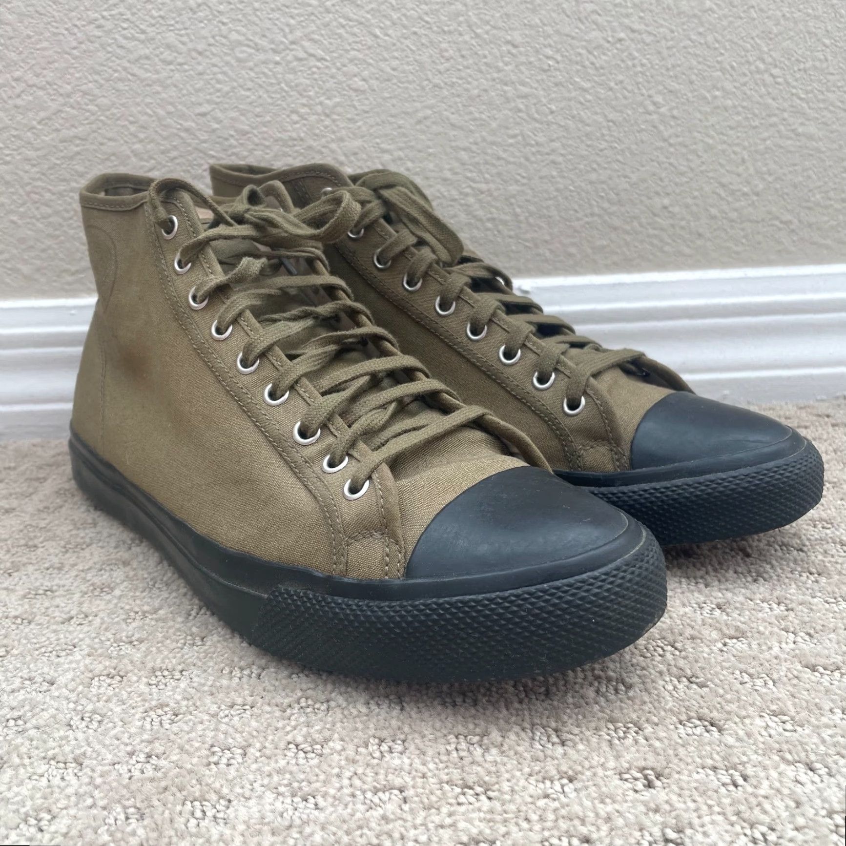 Ralph Lauren Ralph Lauren RRL Double RL Mayport Canvas Sneakers Men 11 Olive Drab Designer Shoes High Top Casual Rubber Lining Canvas Size US 11 / EU 44 - 5 Thumbnail