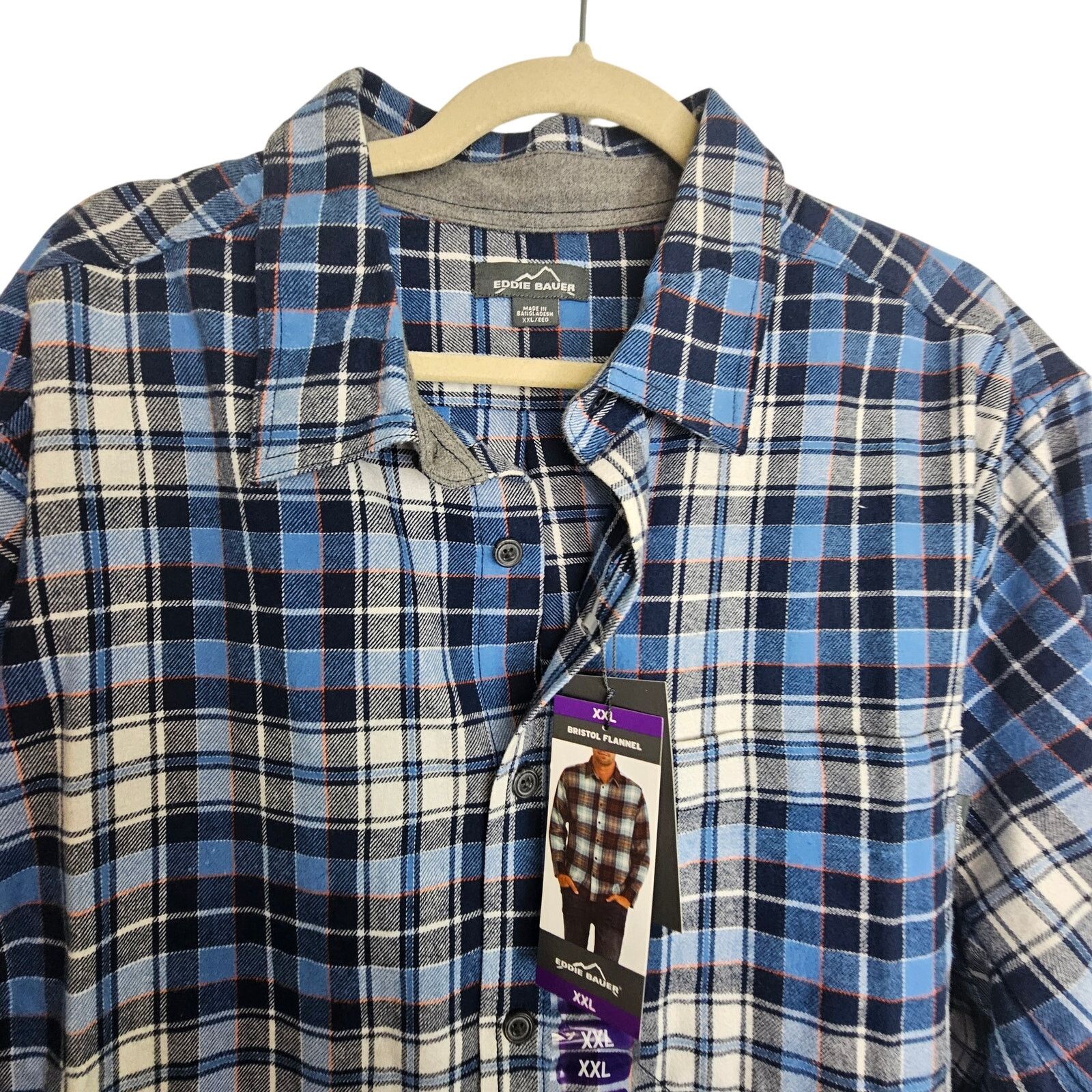 Eddie Bauer Eddie Bauer Mens Bristol Flannel Shirt Montauk Blue Plaid Size US XXL / EU 58 / 5 - 2 Thumbnail