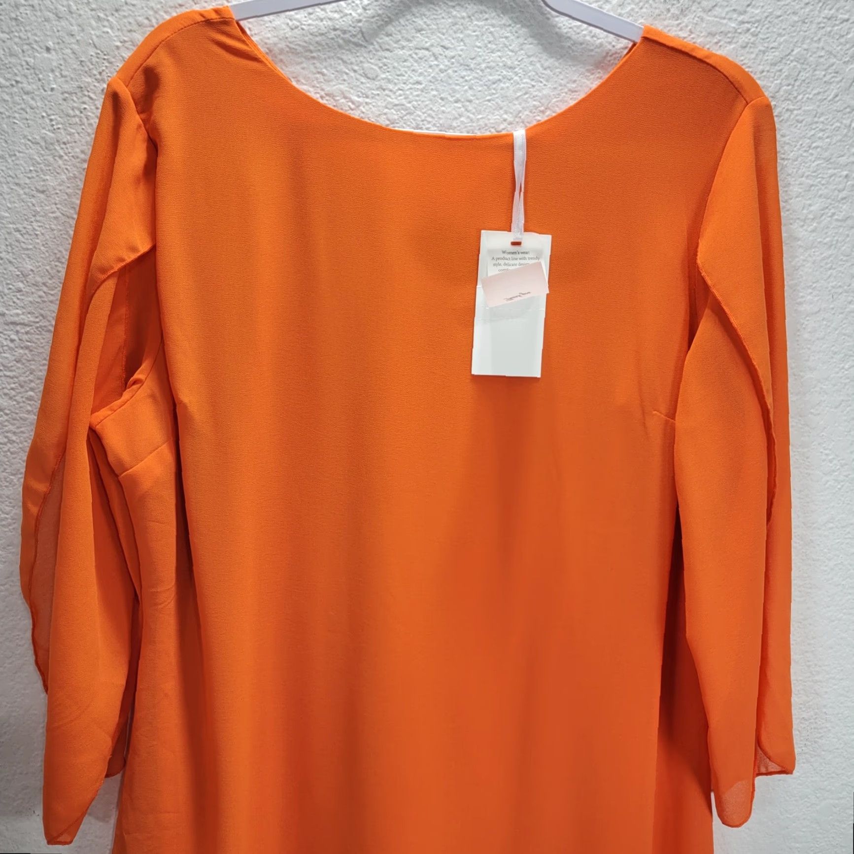 Vintage Grace Karin Womens Dress Knee Length Shift Orange L Long Flutter Sleeve Sz Large? Size L / US 10 / IT 46 - 4 Thumbnail