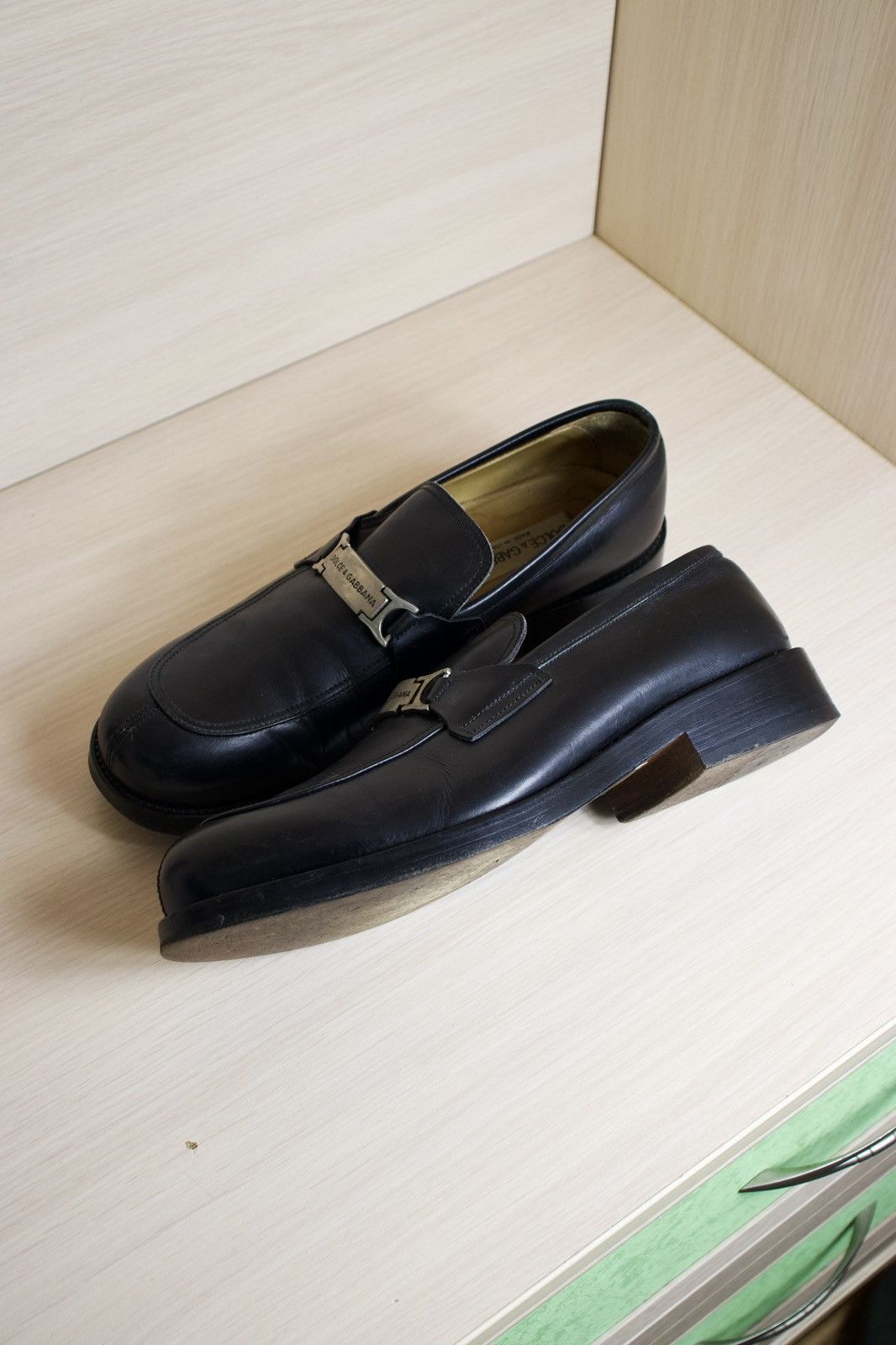 Dolce & Gabbana Vintage Dolce & Gabbana Metal Logo Leather Loafers Luxury Size US 10 / EU 43 - 5 Thumbnail