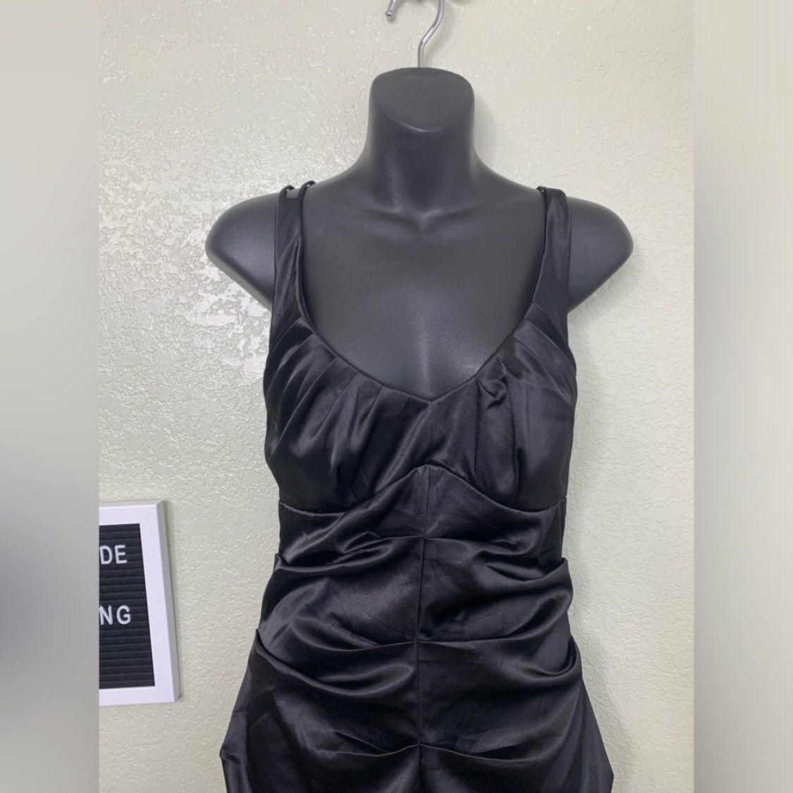Other Ruby Rox Black Ruched Satin Bodycon Mini Dress Size 9 Size M / US 6-8 / IT 42-44 - 2 Thumbnail