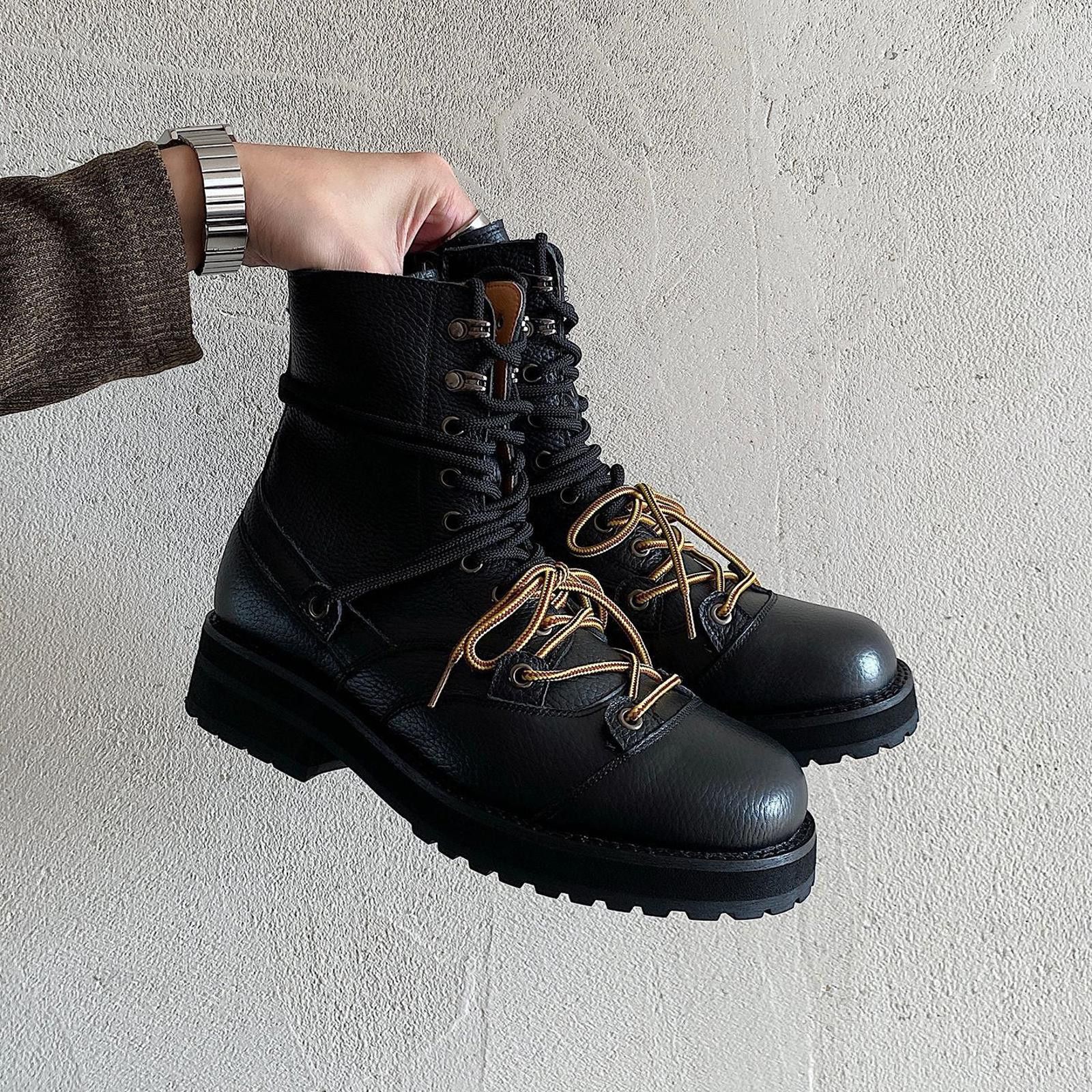 Japanese Brand Full-Grain Leather Lace-Up Boot | High-Heel / Thick-Sole Size US 11 / EU 44 - 5 Thumbnail