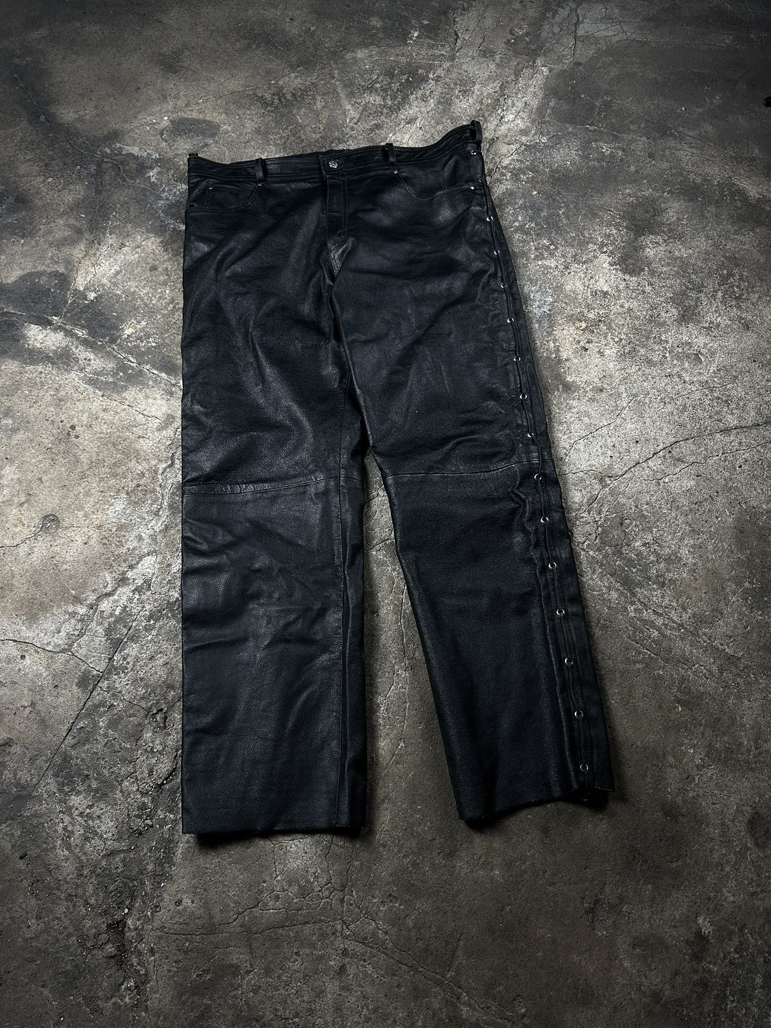 Vintage Vintage Avant Garde Leather Oversized Cowboy Biker Pants Size US 42 / EU 58 - 1 Thumbnail
