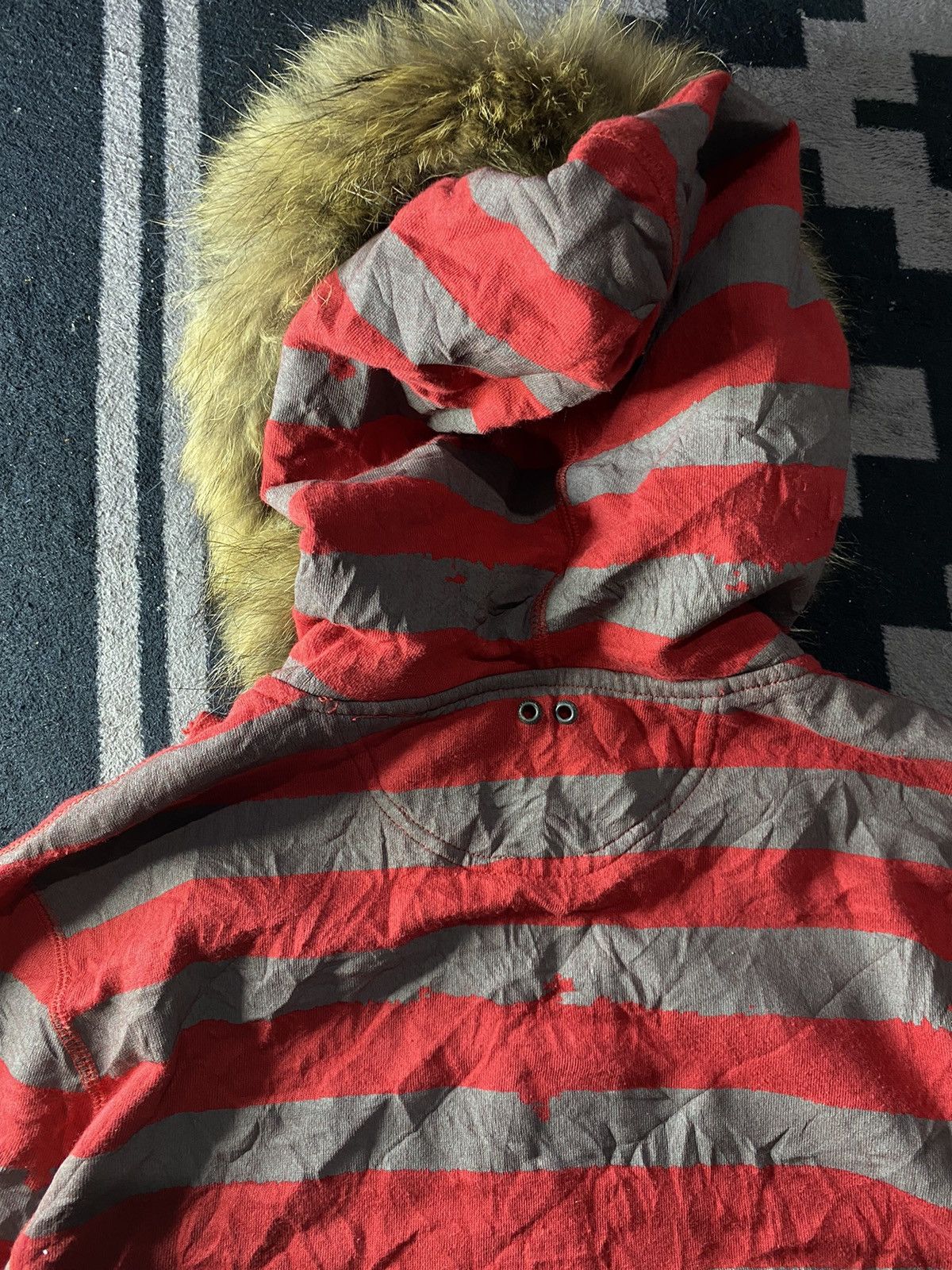 Hysteric Glamour × Japanese Brand × PPFM Vintage converse faux fur american flag striped zip hoodie Size US XL / EU 56 / 4 - 5 Thumbnail
