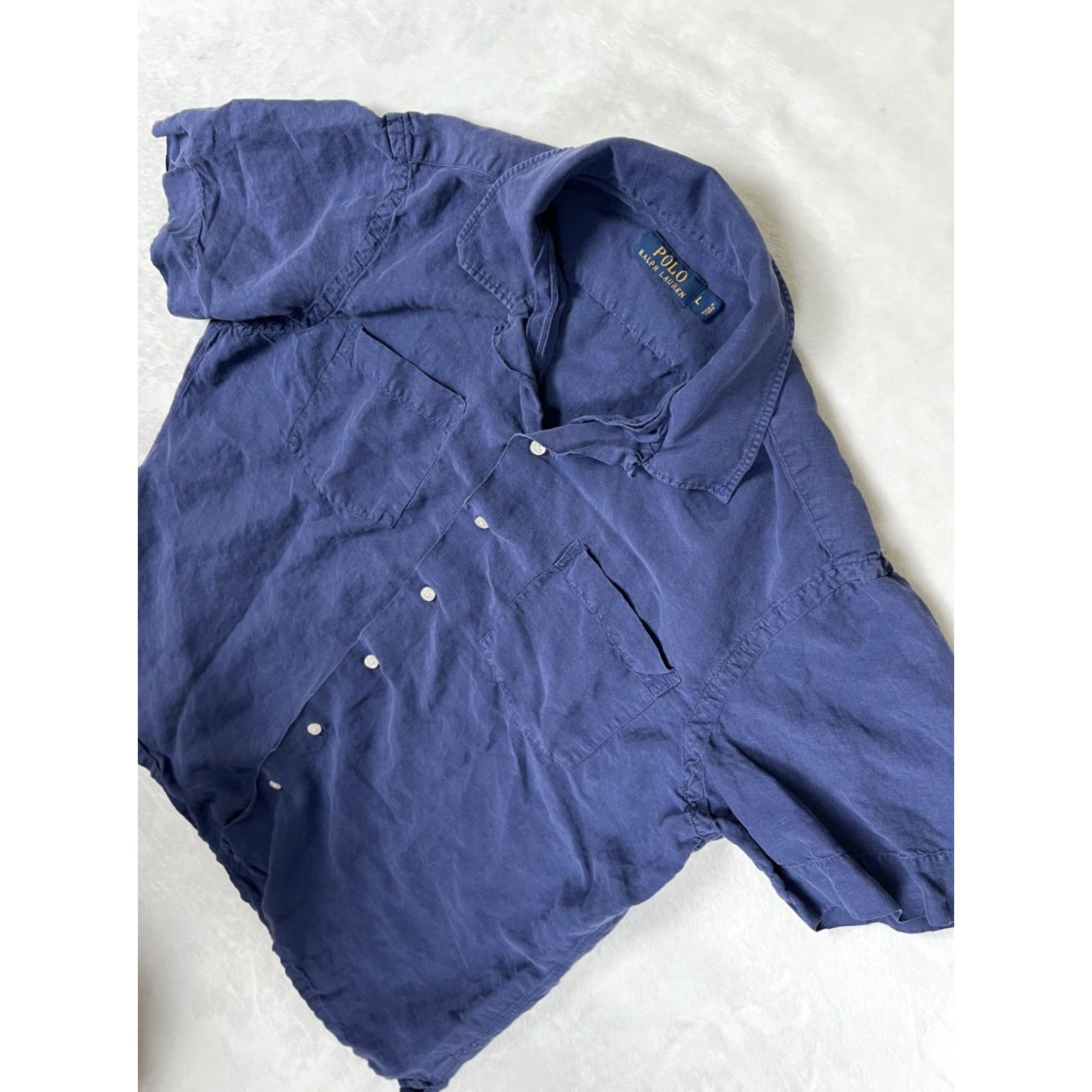 Polo Ralph Lauren Polo Ralph Lauren Shirt Short Sleeve Button-Up Size L Blue Solid Button-Down Collar Men Classic Vintage No Size US L / EU 52-54 / 3 - 6 Thumbnail