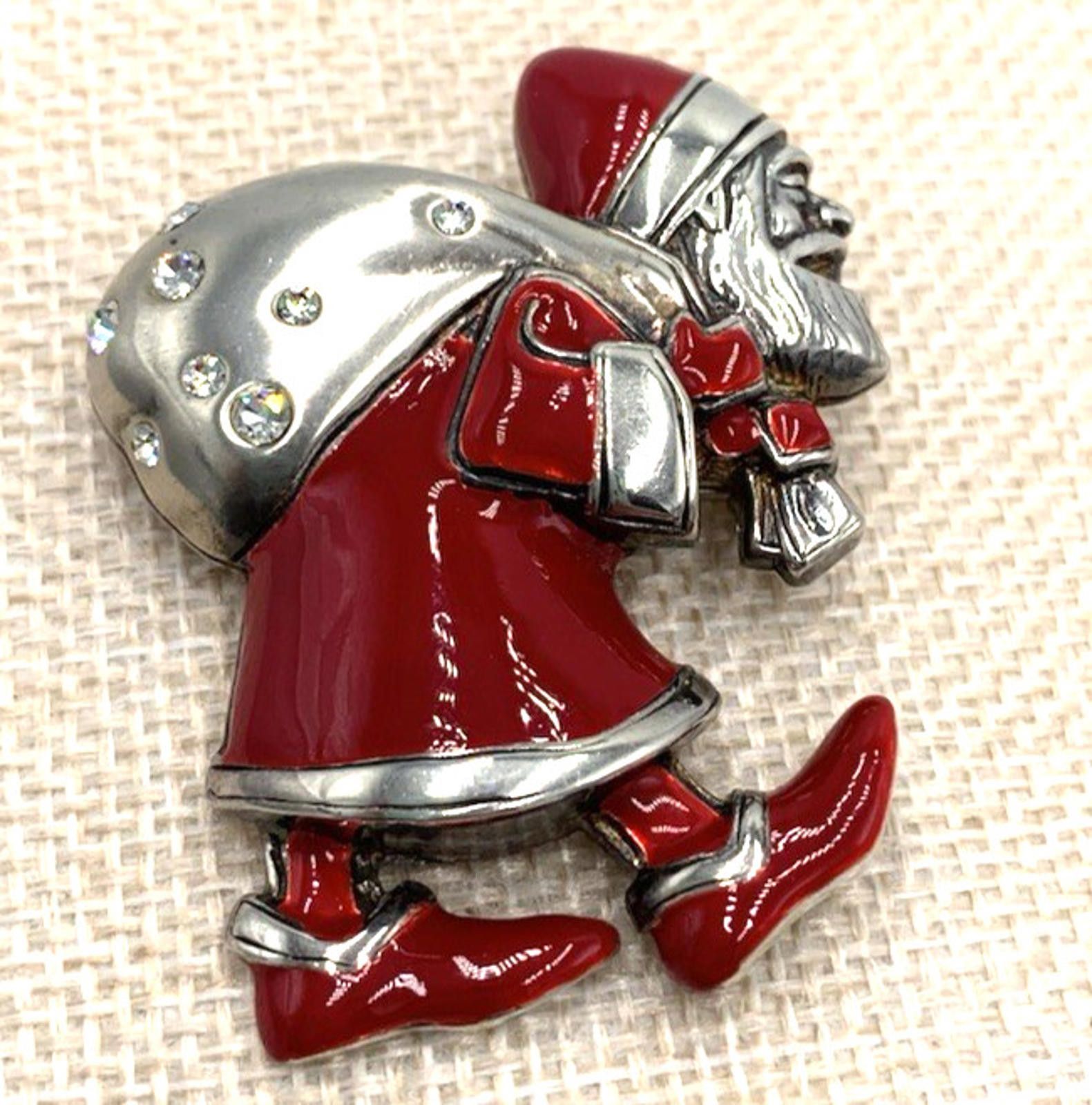 Other Vintage MMA Sterling Silver Santa Claus Brooch Pendant Size ONE SIZE - 2 Thumbnail