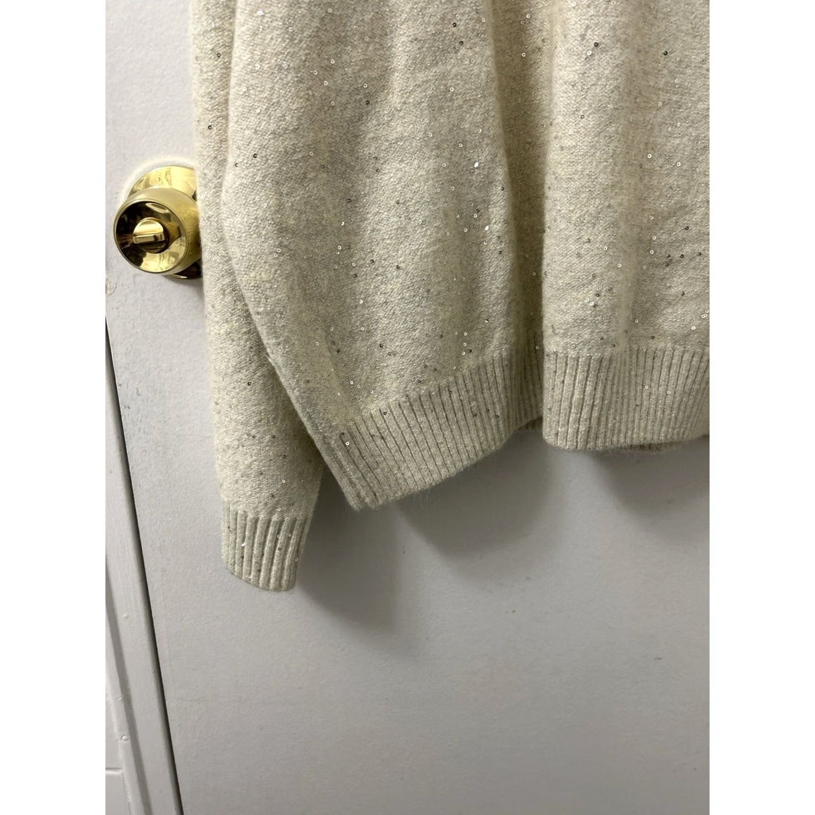 Vintage VINTAGE CeCe Sweater Womens XL Beige V-Neck Sequin Knit Drop Shoulder Pullover L/S NWT Size XL / US 12-14 / IT 48-50 - 6 Thumbnail