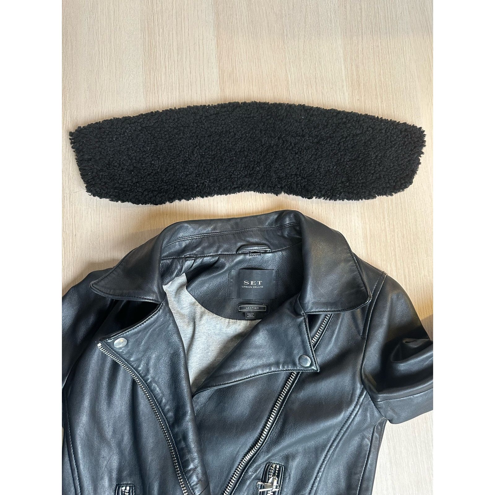 Other Vintage Black Leather Moto Jacket w/ Collar - Size 0 - MINT Size XS / US 0-2 / IT 36-38 - 9 Thumbnail