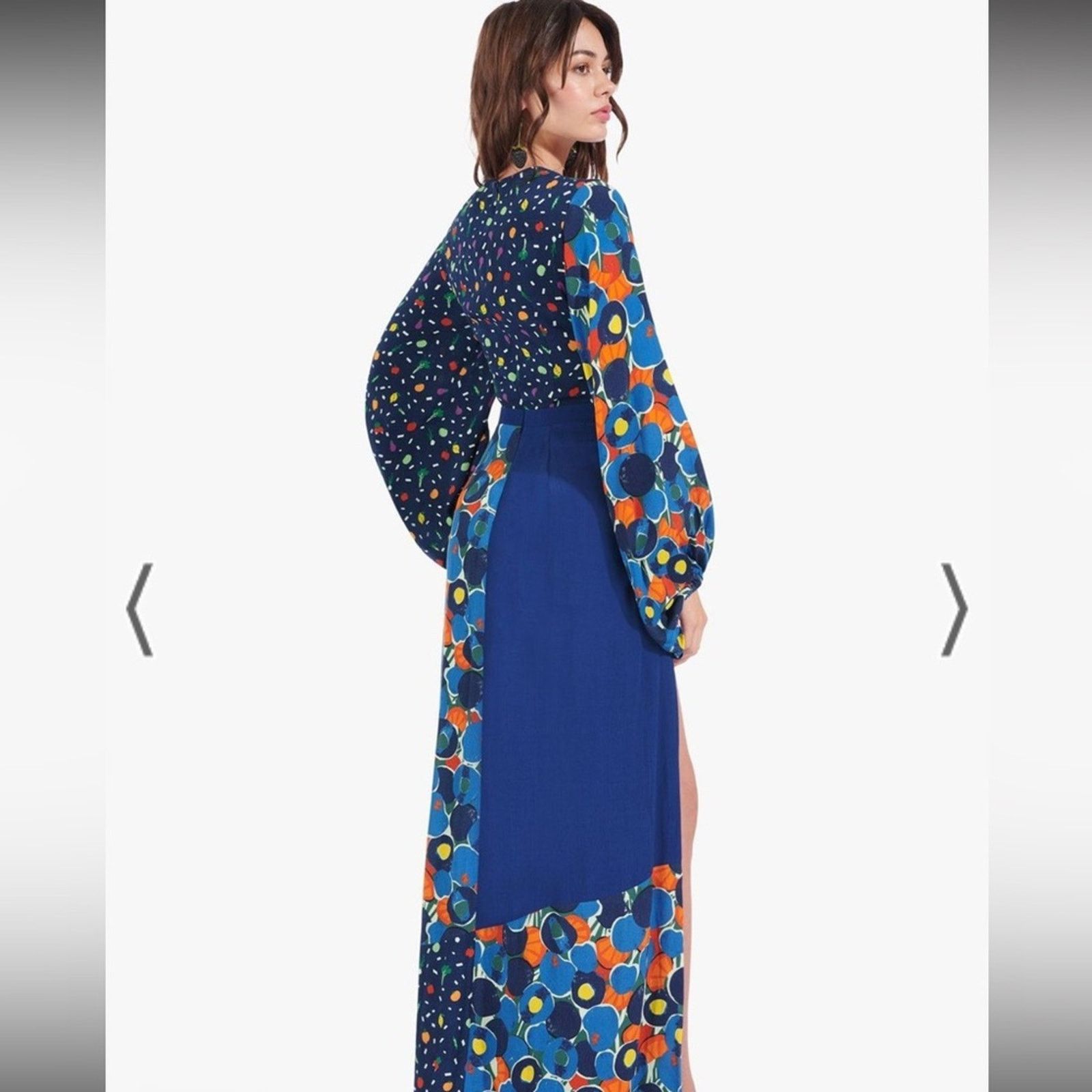 Staud Staud Vague Patchwork Maxi Dress - Size 2 - Blue Size XS / US 0-2 / IT 36-38 - 3 Thumbnail