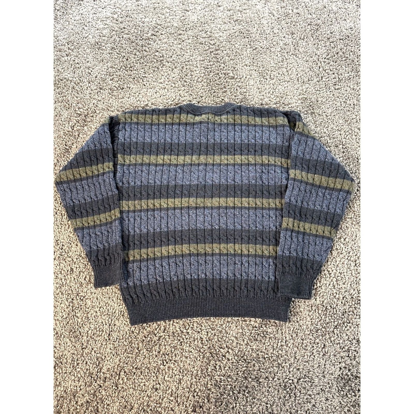 Bill Blass VINTAGE Bill Blass Sweater Mens Large Crew Neck Cotton Knit Striped Fisherman 90s Blue Size US L / EU 52-54 / 3 - 5 Thumbnail