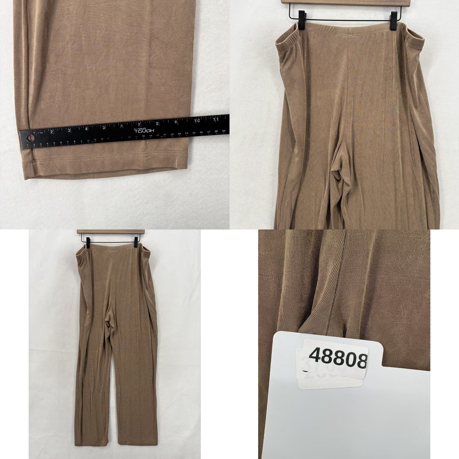Vintage Chicos Travelers Pants Womens 4 Tall Straight Brown Slinky Knit Pull On Stretch Pants Size 42" / US 20 - 9 Thumbnail
