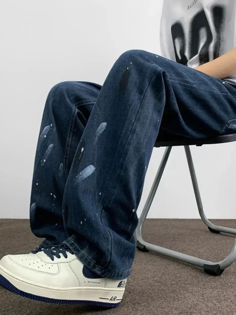 Japanese Brand Retro straight washed splashed ink jeans Size US 30 / EU 46 - 3 Thumbnail