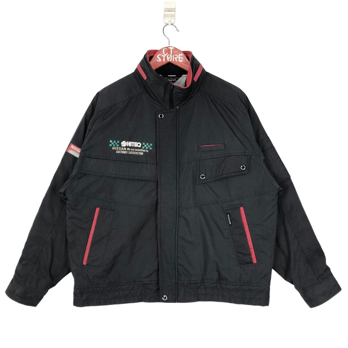 image of Racing Nissan Red Stage Hiteq Jacket in Dark Grey, Men's (Size Large)