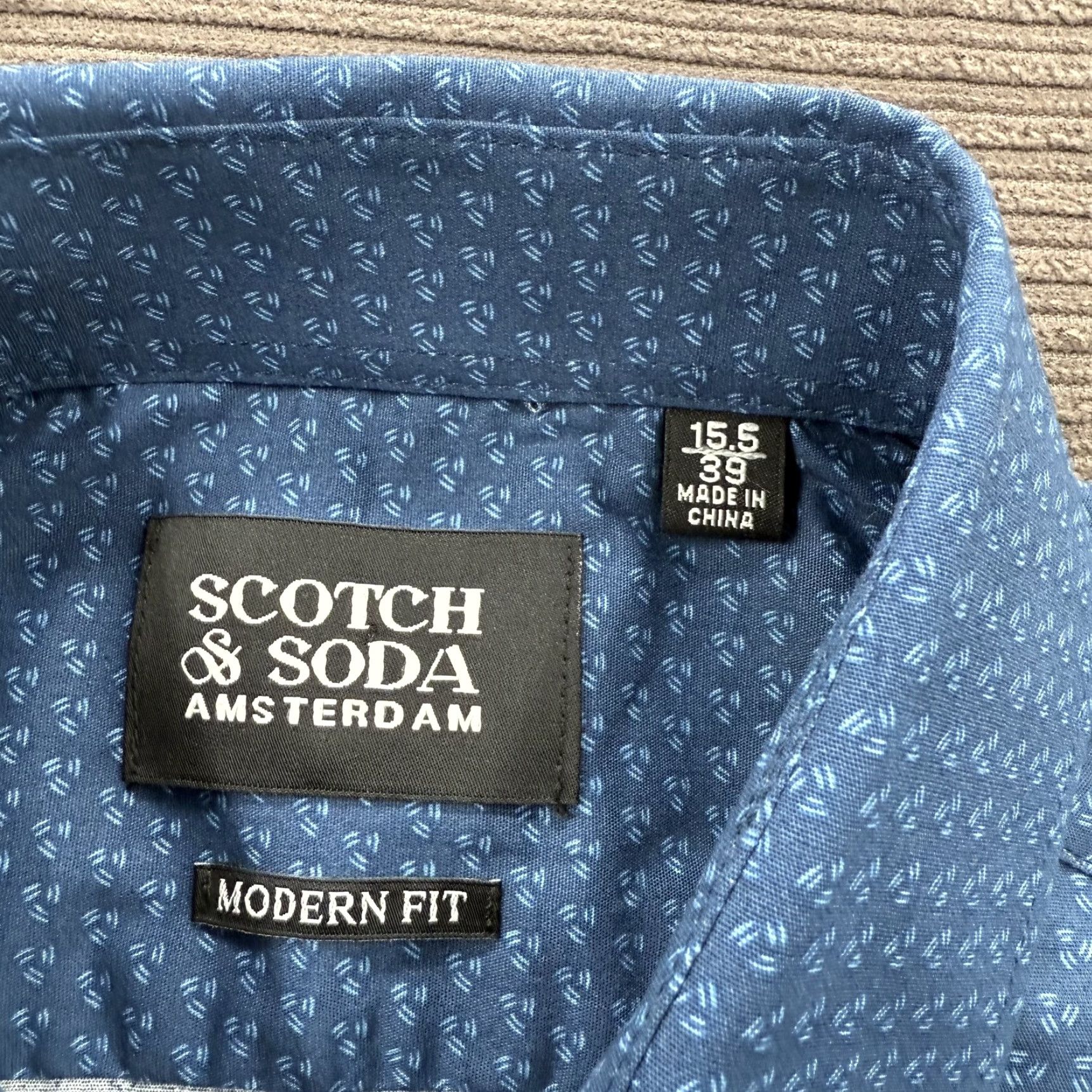 Scotch & Soda Scotch & Soda Dress Shirt Mens 15.5 Blue Modern Fit Long Sleeve Button Up Patterned Size 42R - 3 Thumbnail