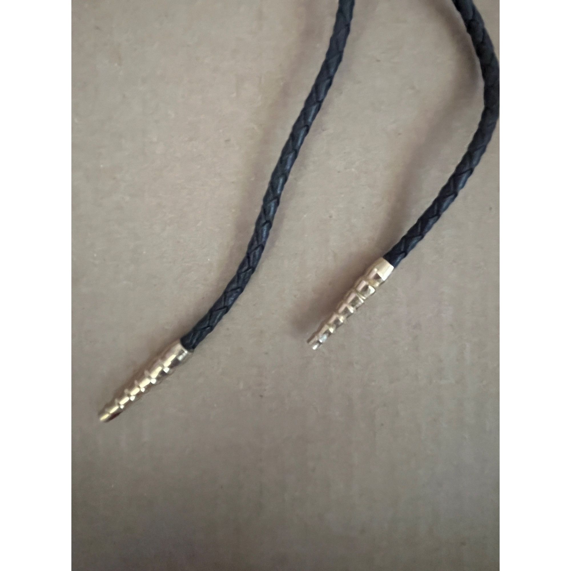Other Handcrafted Wood & Brass Bolo Tie With Turquoise Inlay Size 36 - 5 Thumbnail
