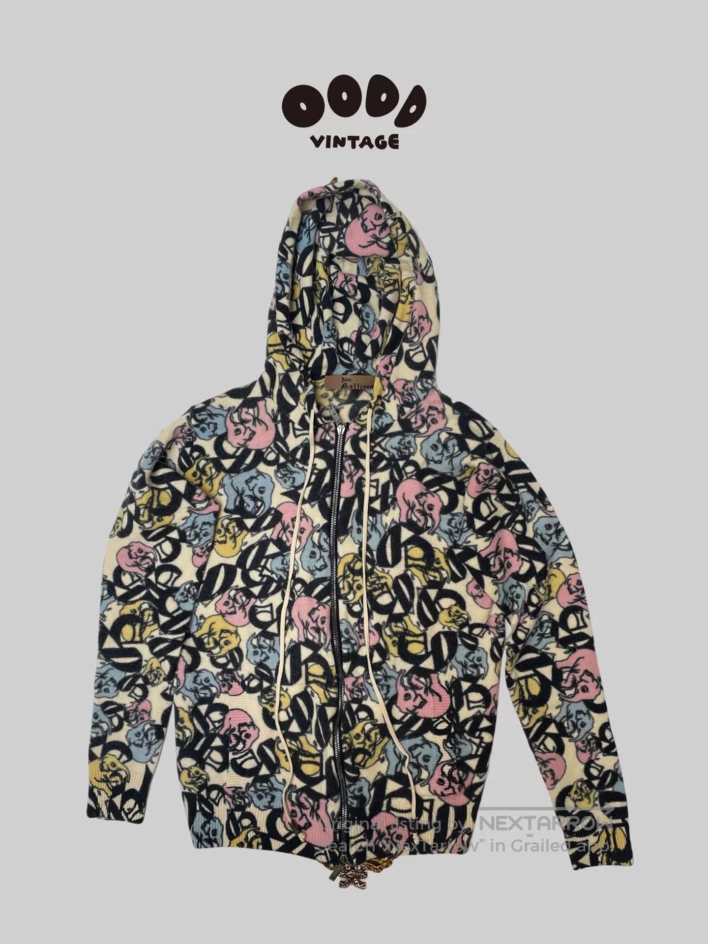 な*ん様 John galliano zip hoodie Designer × John Galliano Vintage John galliano newspaper print zip