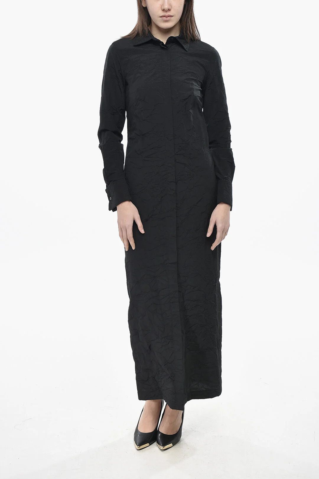 Max Mara og1mm0426 Cotton-Blend Shirt Dress in Black Size S / US 4 / IT 40 - 1 Thumbnail