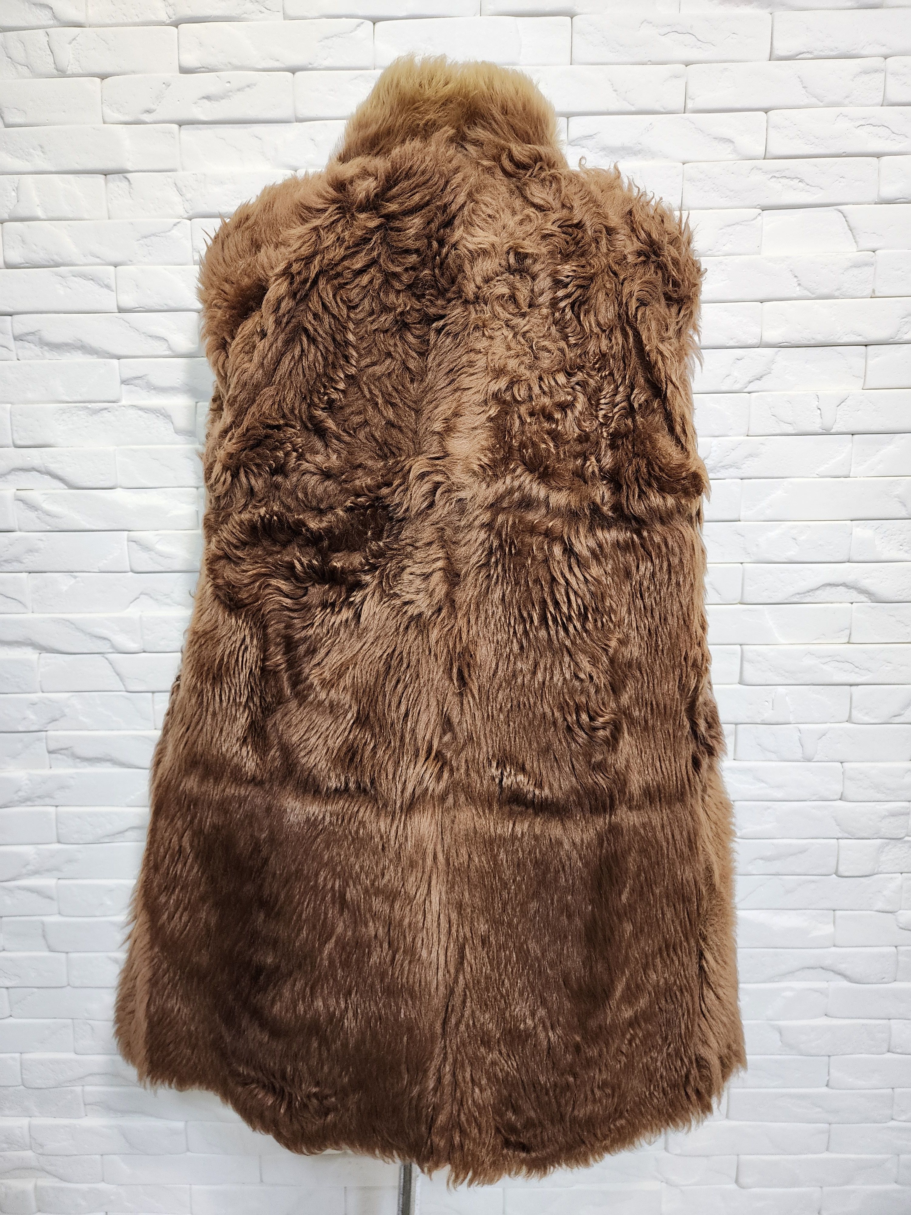 Genuine Leather Brown Sheepskin Coat: Genuine Fur, Plastic Zipper. Size XL / US 12-14 / IT 48-50 - 7 Thumbnail