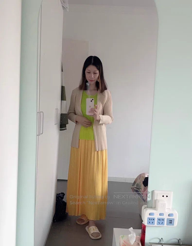 Issey Miyake Issey Miyake size:3 Yellow Midi Skirt Size 31" - 9 Thumbnail