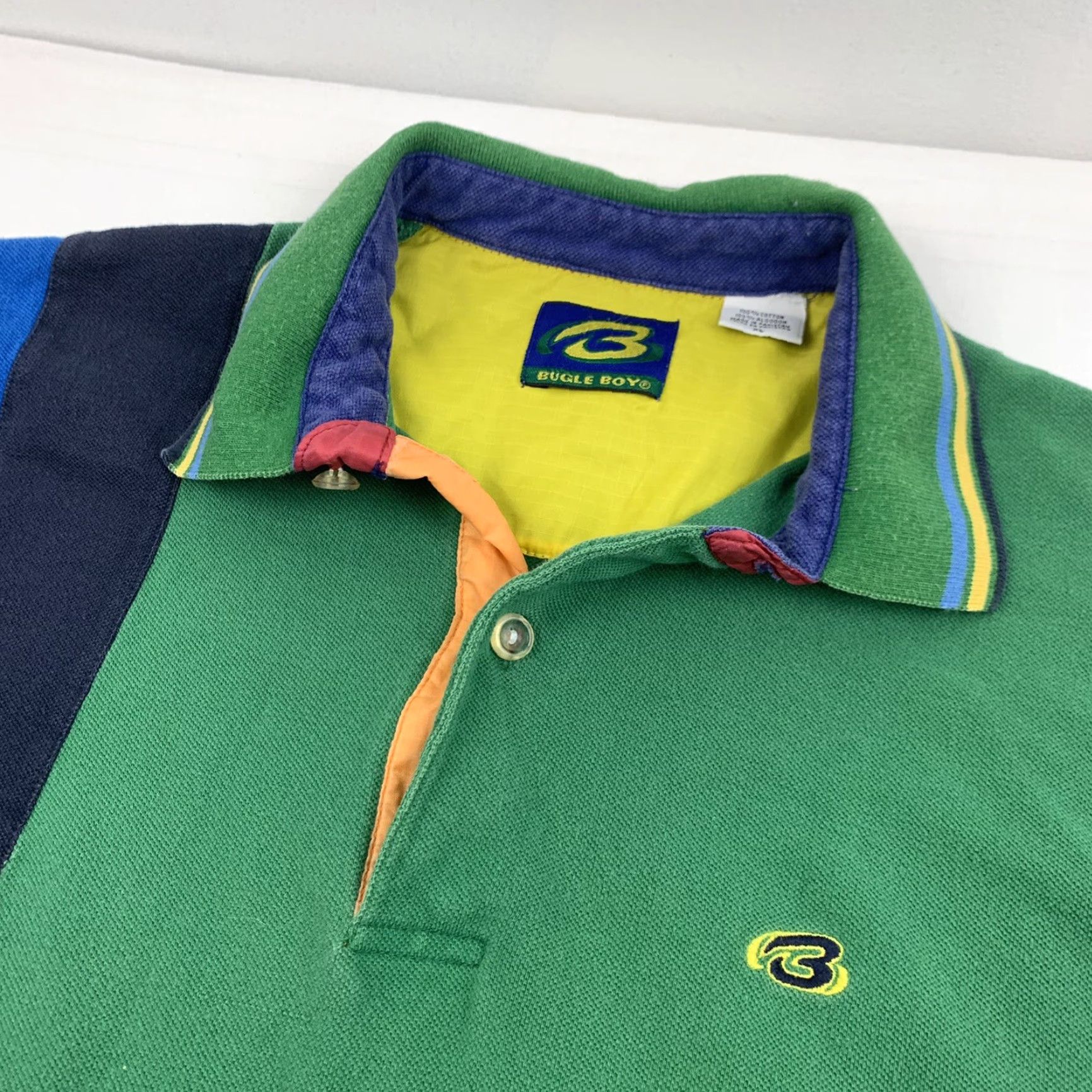 Bugle Boy VINTAGE Bugle Boy Polo Shirt Adult XL Green Stripes 90s Y2K Collared Shirt Mens Size US XL / EU 56 / 4 - 2 Thumbnail