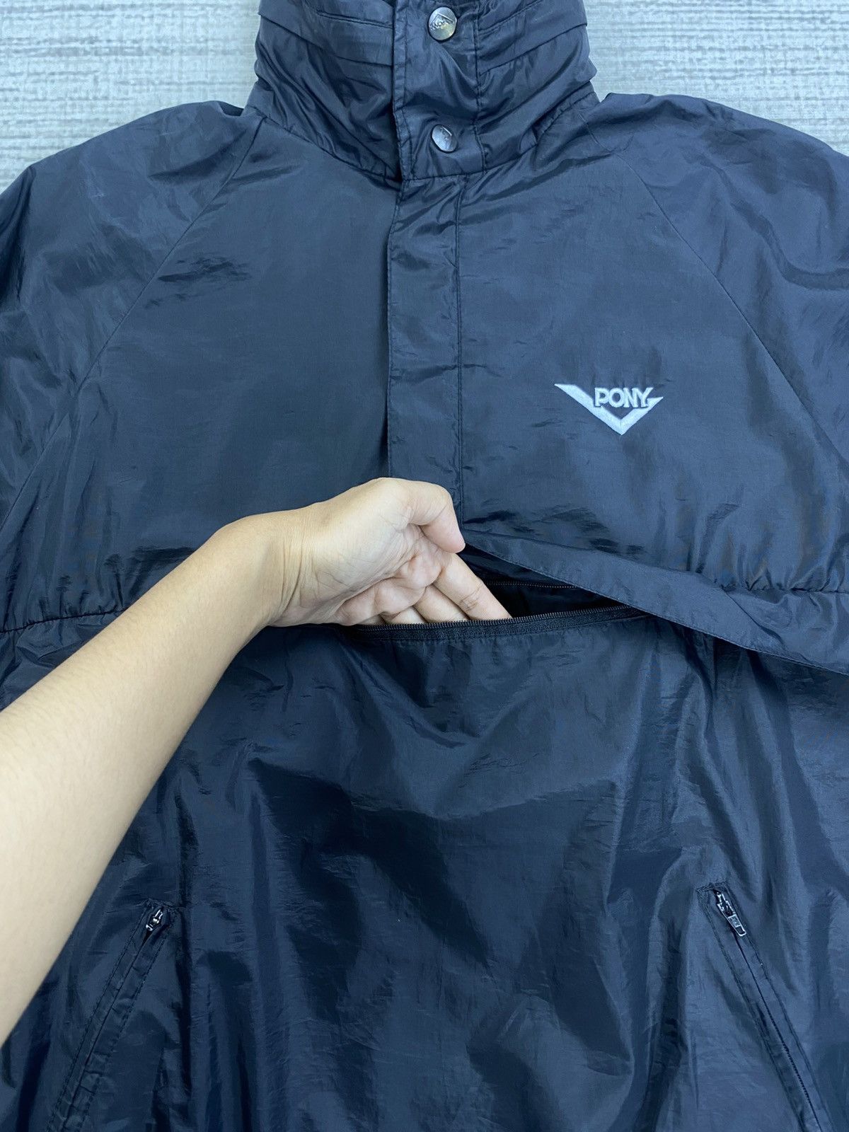 Japanese Brand × PONY × Vintage Vintage 90s Pony Casual Black Nylon Anorak Jacket Size US M / EU 48-50 / 2 - 7 Thumbnail