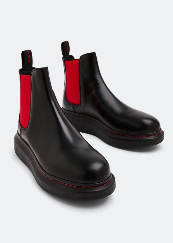 Alexander McQueen o1y0225 Ankle Boots in Black & Red Size US 5 / IT 35 - 4 Thumbnail
