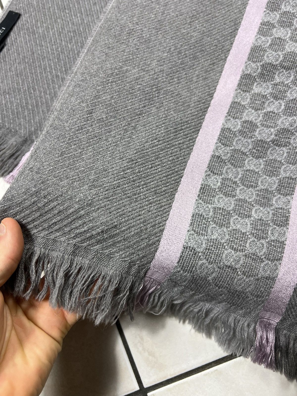 Gucci Gucci Tom Ford wool silk muffler scarf monogram stripe logo Size ONE SIZE - 8 Thumbnail