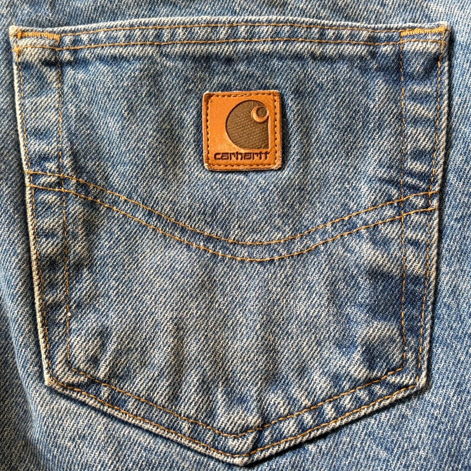 Carhartt VINTAGE Carhartt Jeans Denim Straight Mens 37x29 5-Pocket Zip Fly Flannel Lined Blue Size US 37 - 3 Thumbnail