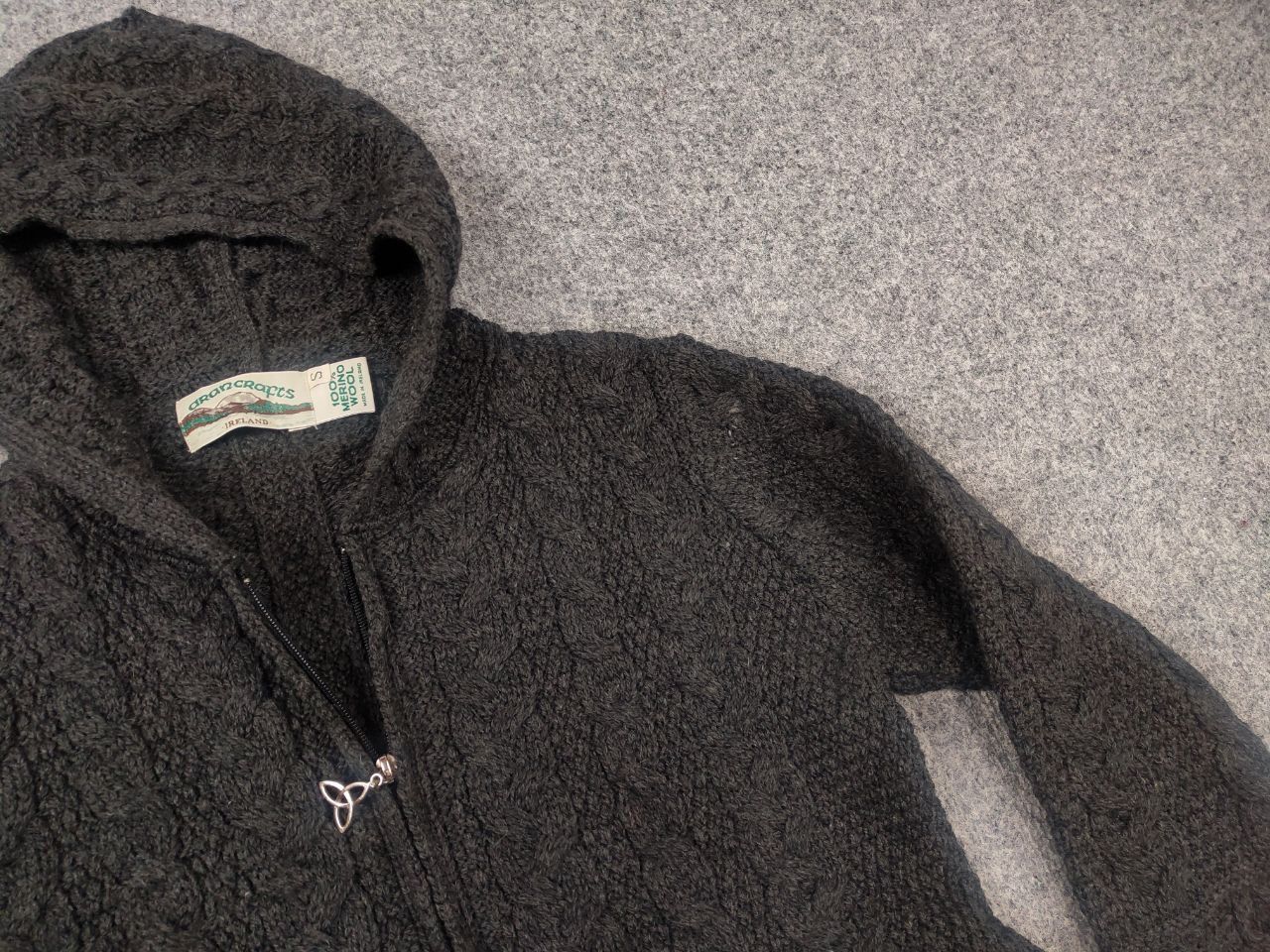 Aran Crafts Aran Crafts Vintage wool Zip Hoodie Knit Cable Gray Sweater Size S / US 4 / IT 40 - 7 Thumbnail