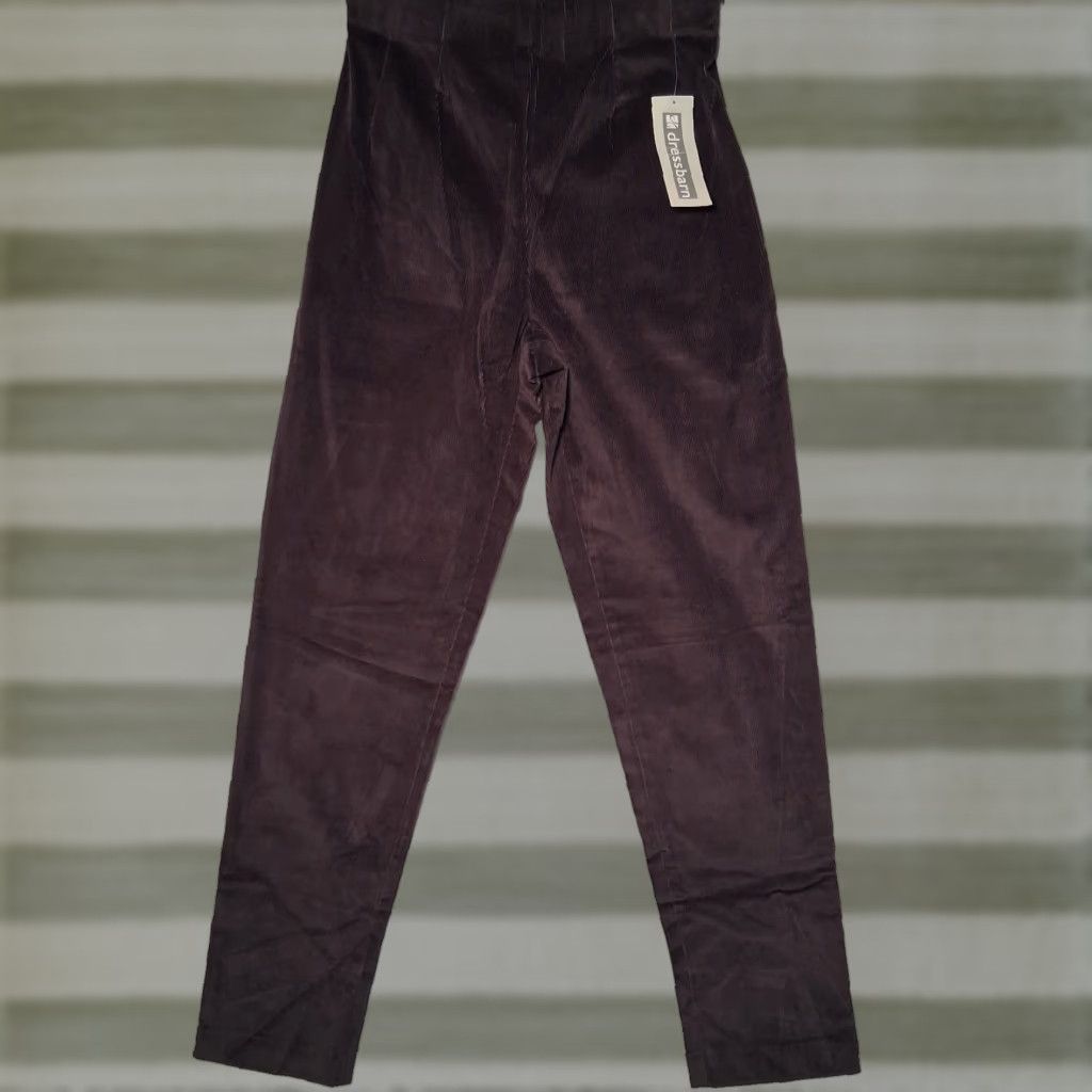 Vintage VINTAGE Dressbarn Pants Women 10 Brown Corduroy Elastic Waist High Rise 28" W/ Stretch Tapered NOS Size 32" / US 10 / IT 46 - 1 Thumbnail
