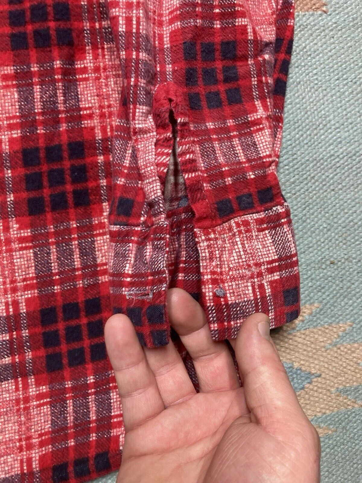 Vintage VTG 70s brushed cotton flannel shirt soft plaid distressed L Size US L / EU 52-54 / 3 - 3 Thumbnail